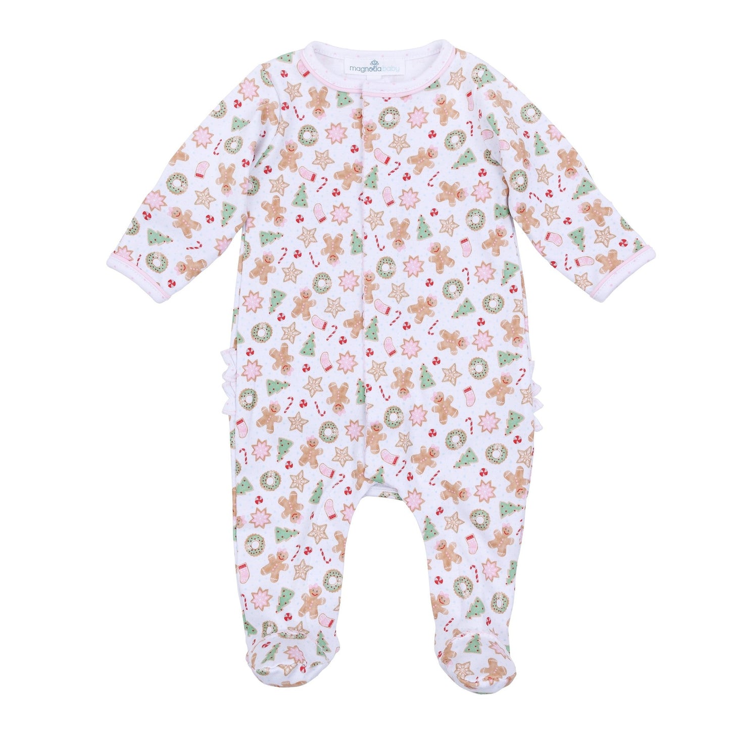 Frosted Wonderland Print Ruffle Footie - Pink - Magnolia BabyFootie