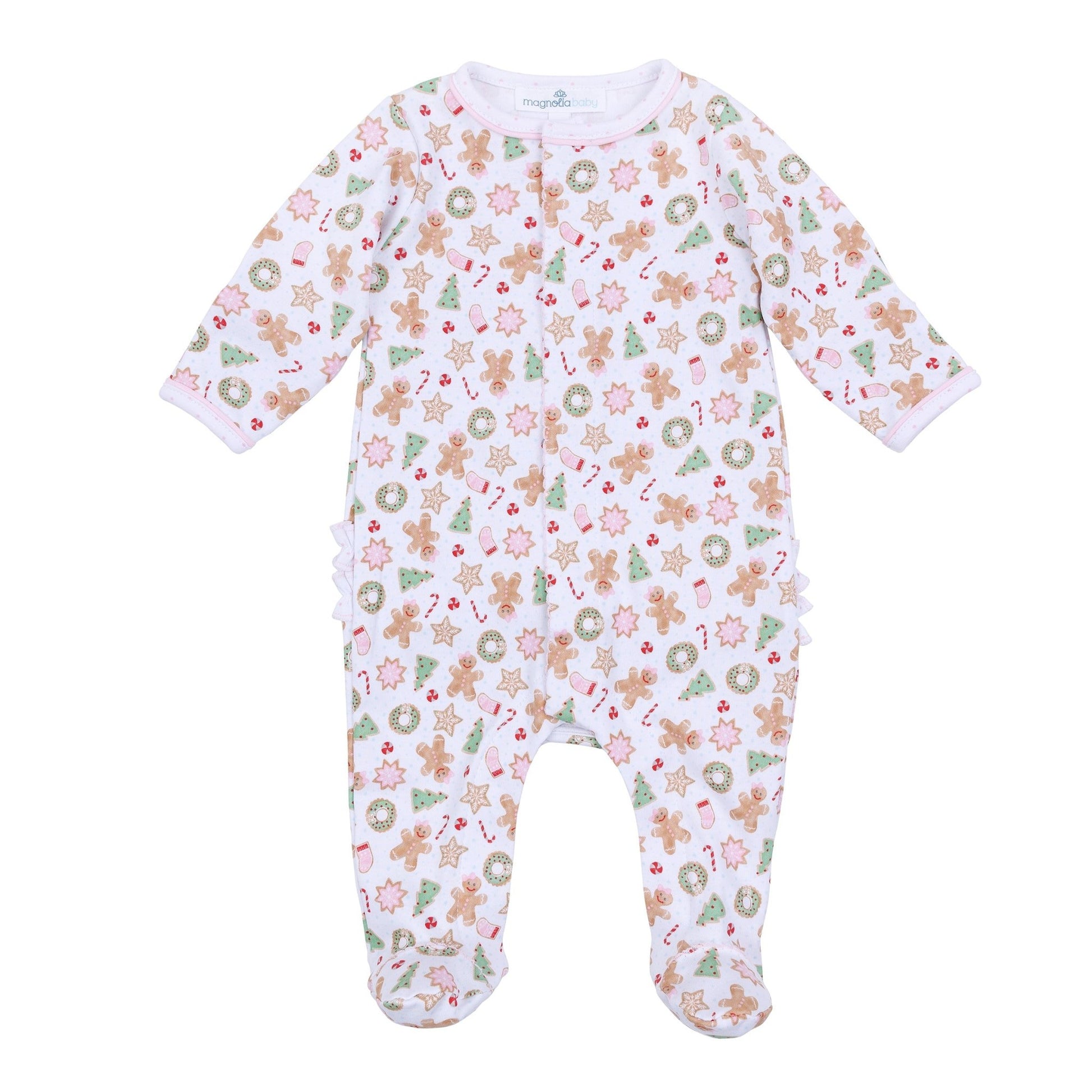 Frosted Wonderland Print Ruffle Footie - Pink - Magnolia BabyFootie