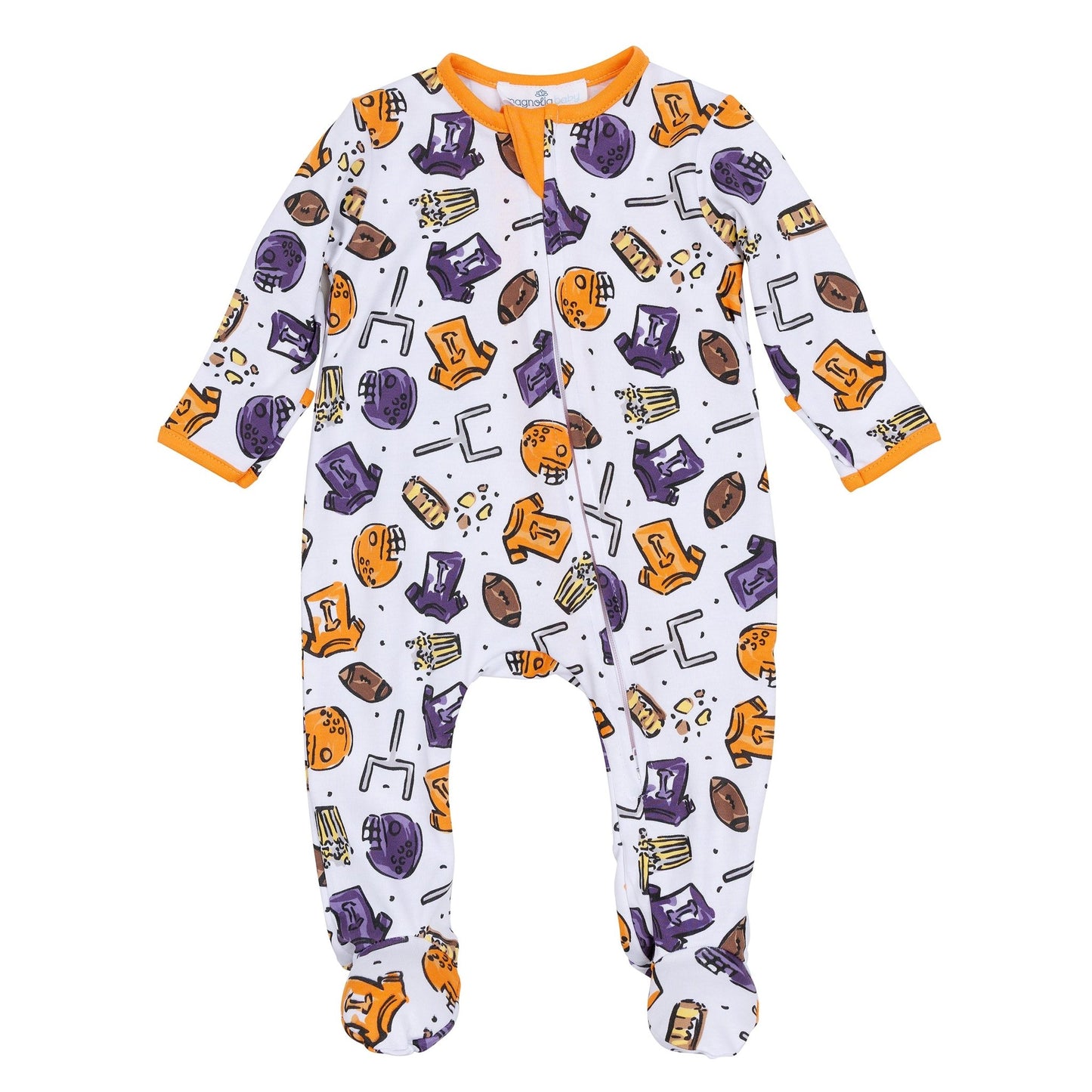 Future Draft Picks Zip Footie - Orange Purple - Magnolia BabyFootie