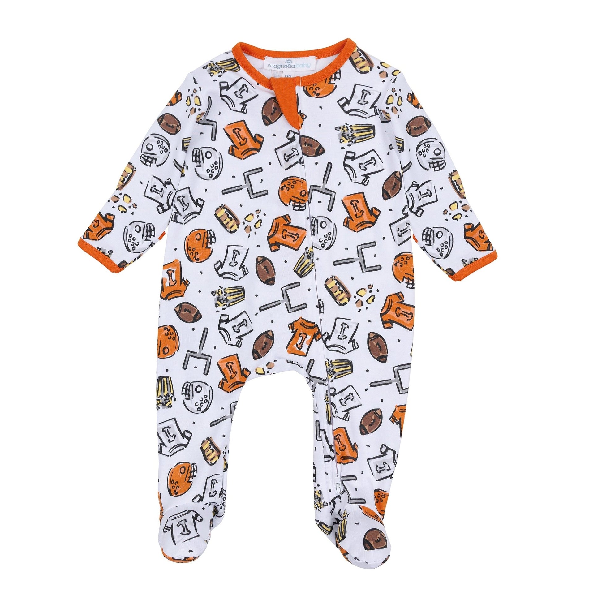 Future Draft Picks Zip Footie - Orange White - Magnolia BabyFootie