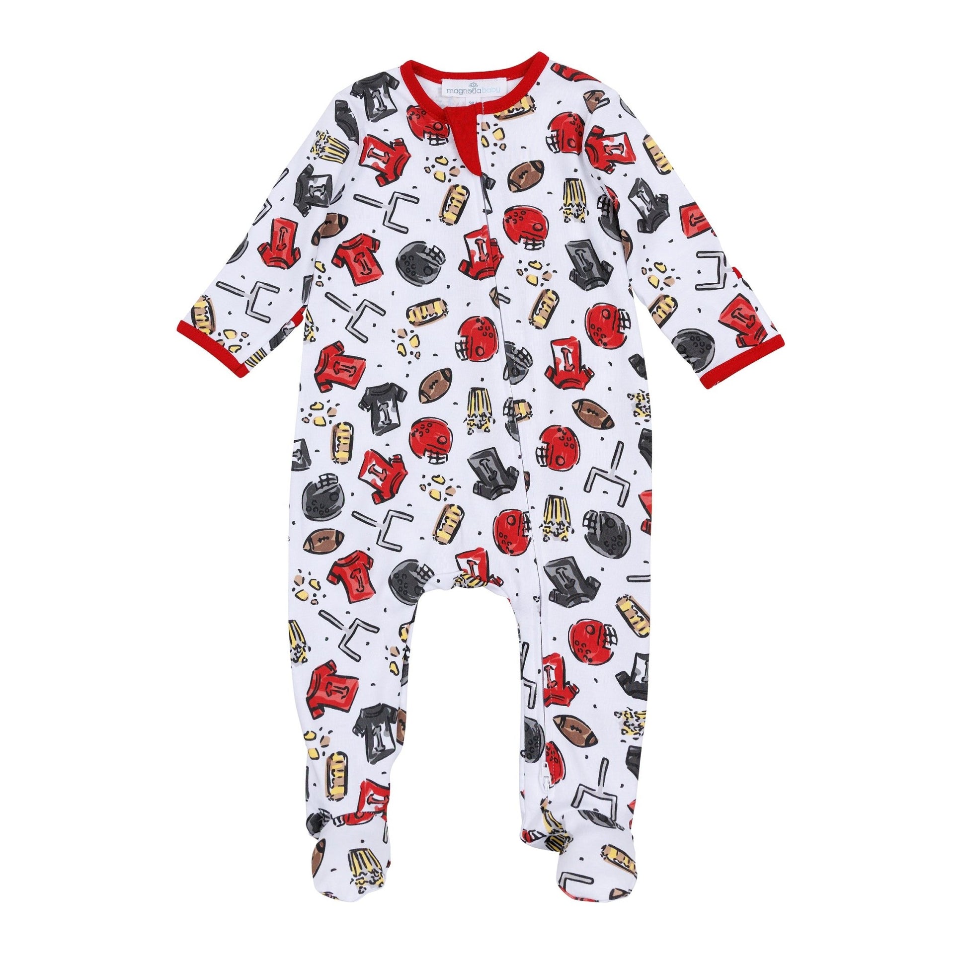 Future Draft Picks Zip Footie - Red Black - Magnolia BabyFootie
