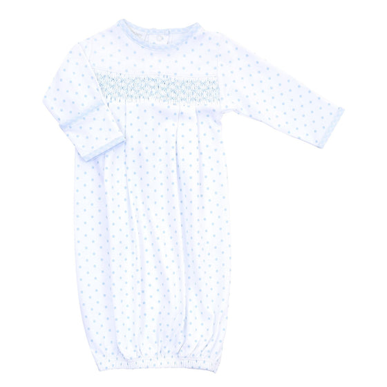 Gingham Basics Smocked Gown in Light Blue - Magnolia BabyGown