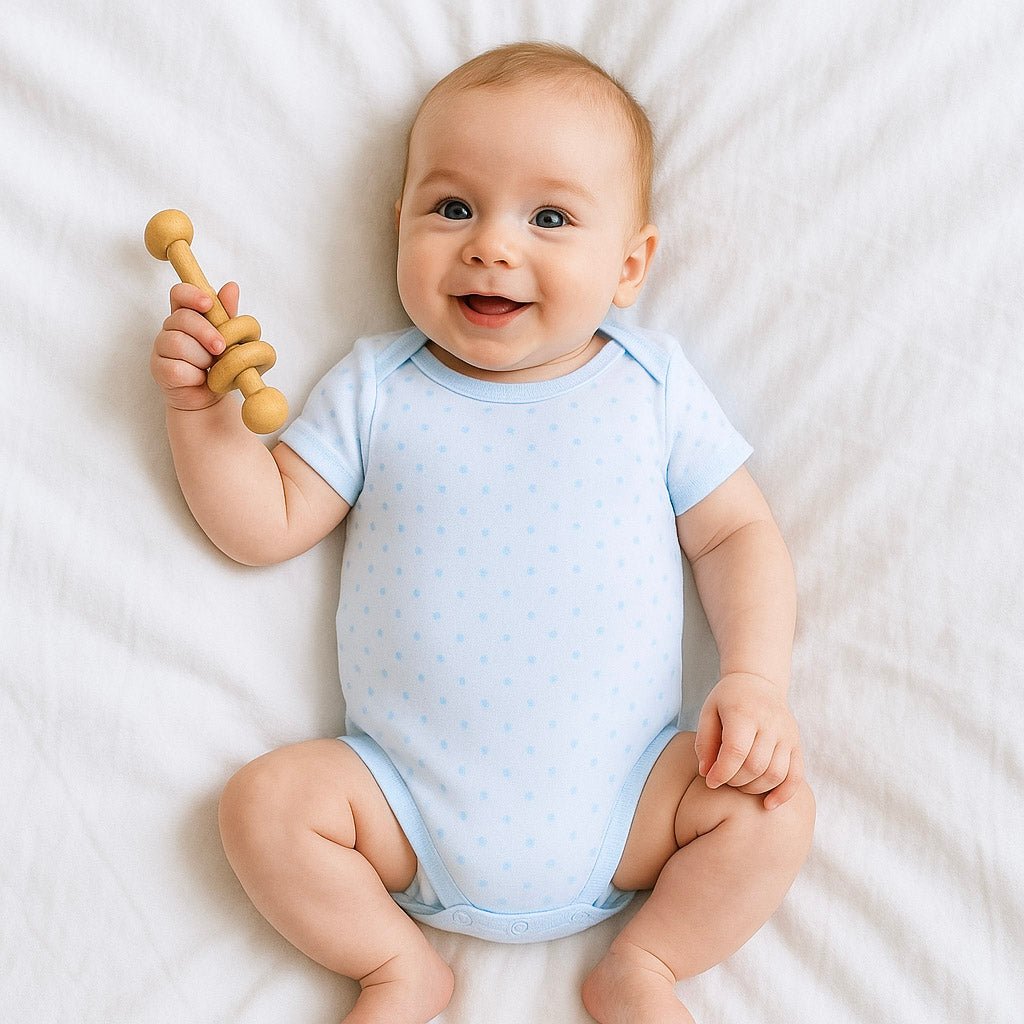 Gingham Dots Bodysuit in Light Blue - Magnolia BabyBodysuit