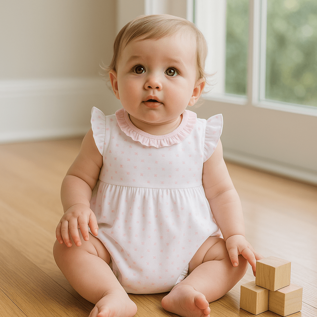Gingham Dots Ruffle Flutters Bubble in Pink - Magnolia BabyBubble