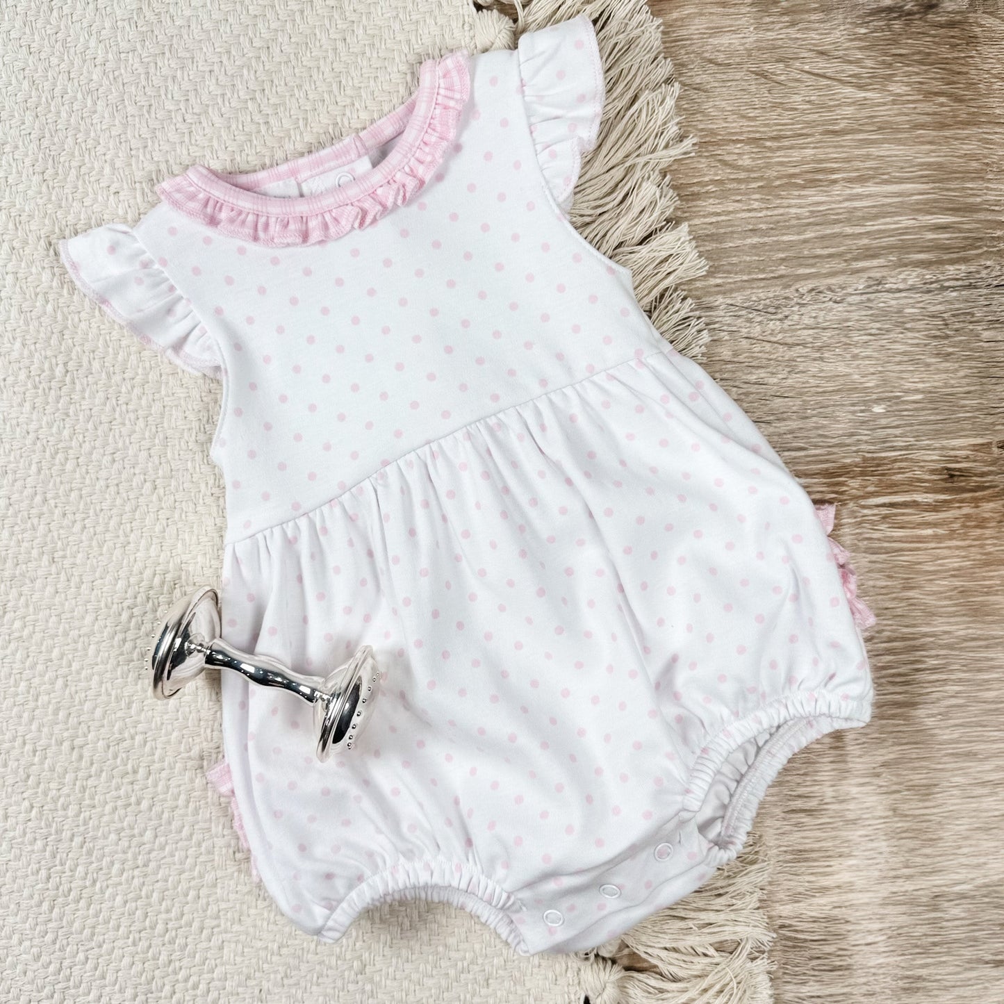 Gingham Dots Ruffle Flutters Bubble in Pink - Magnolia BabyBubble