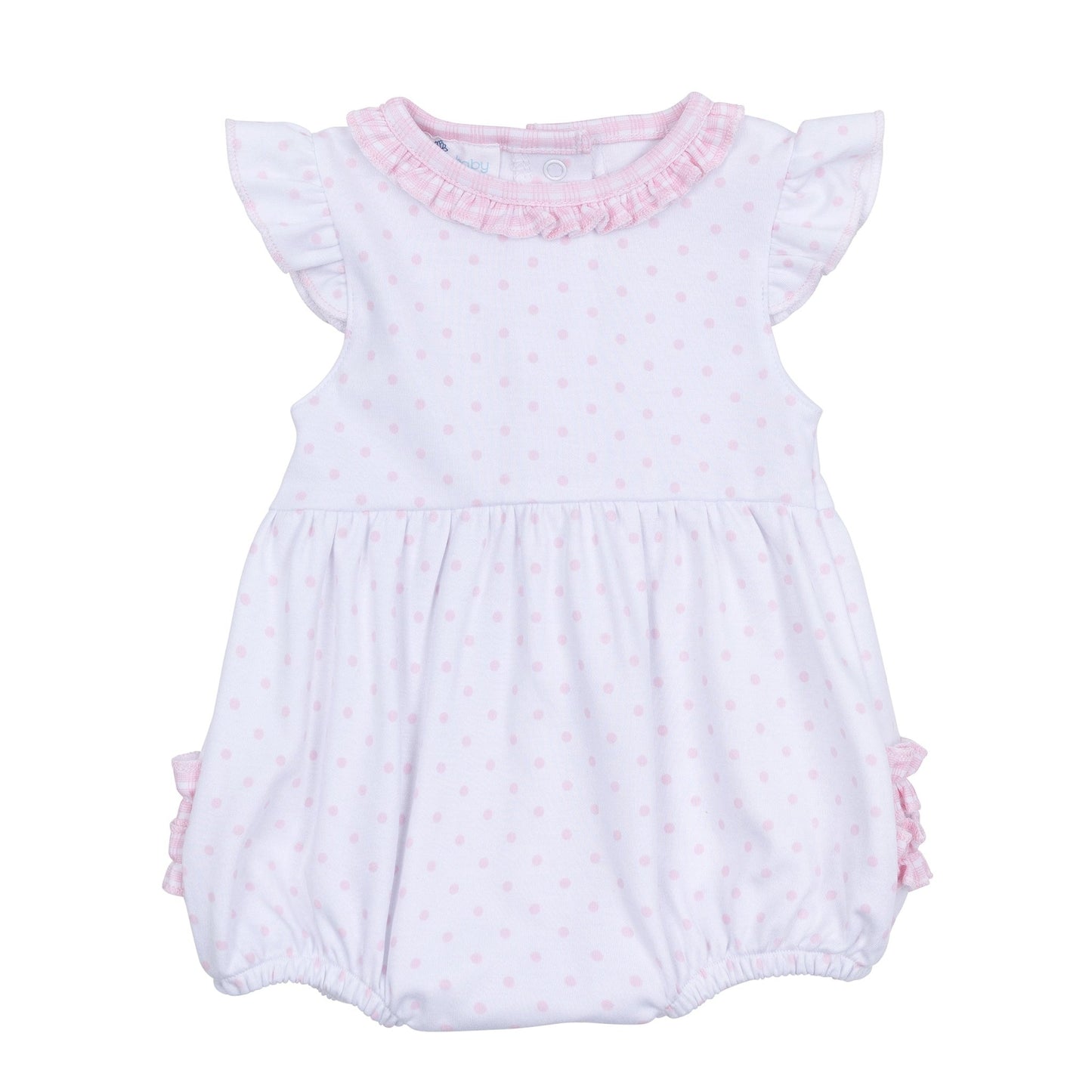Gingham Dots Ruffle Flutters Bubble in Pink - Magnolia BabyBubble