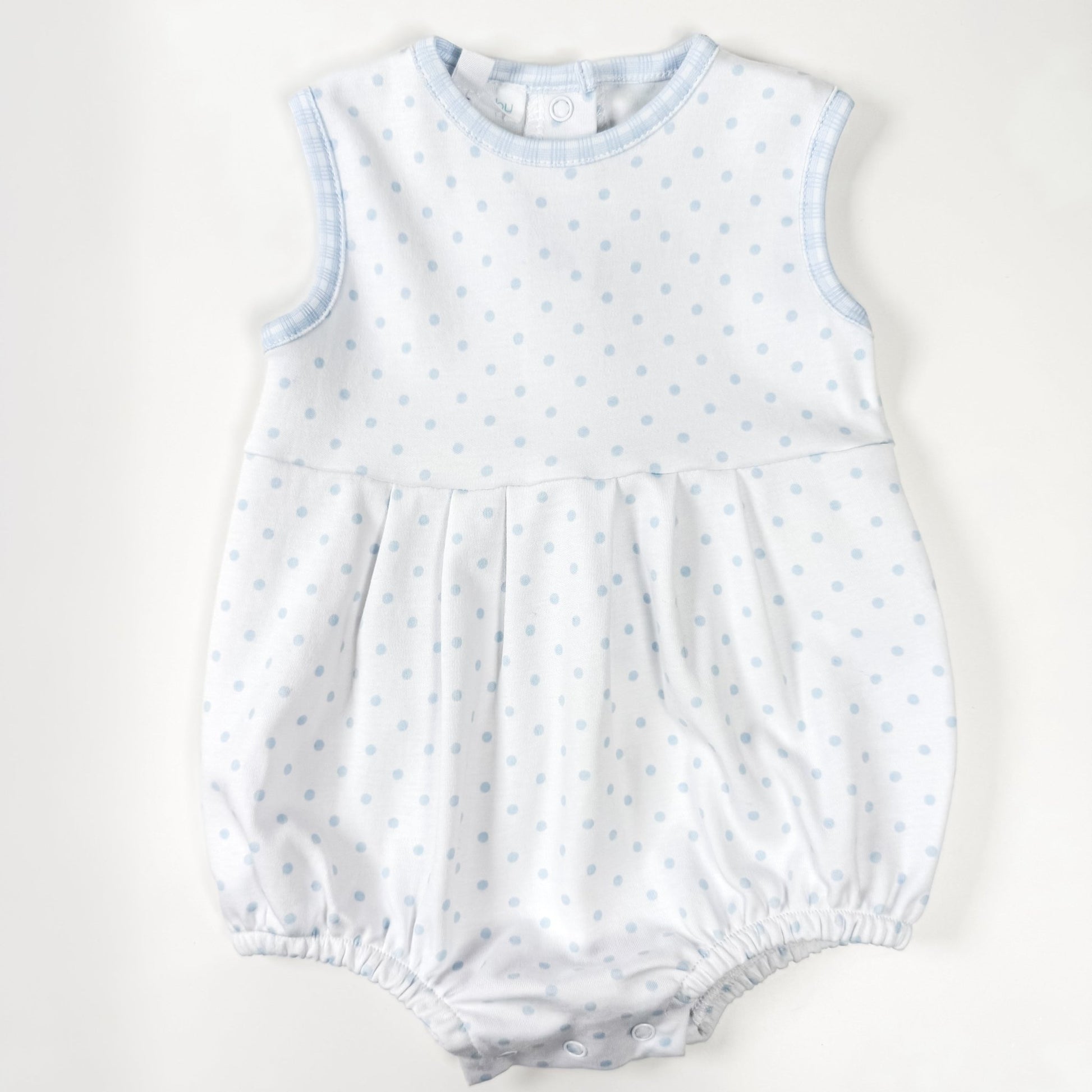 Gingham Dots Sleeveless Bubble in Light Blue - Magnolia BabyBubble