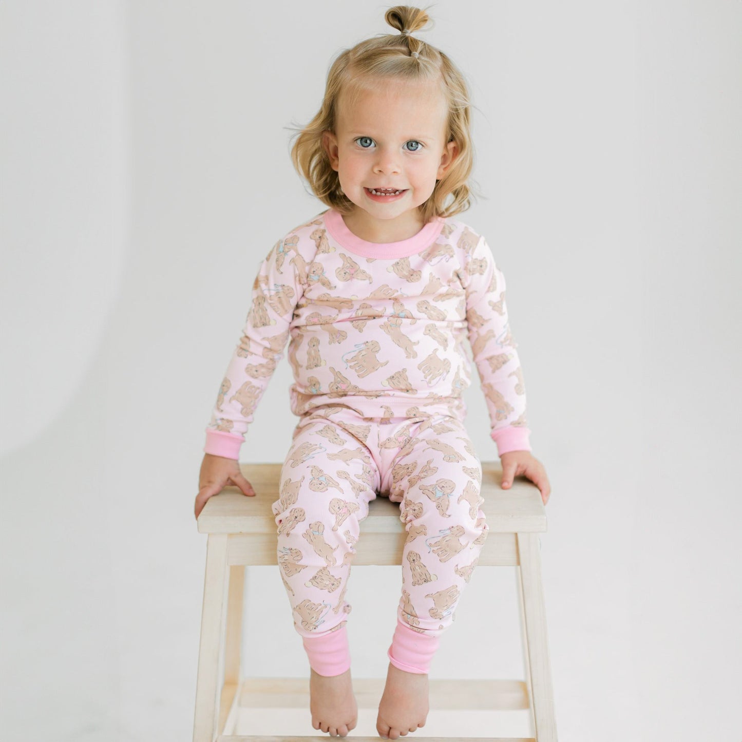Golden Pup Long Pajamas - Pink - Magnolia BabyLong Pajamas