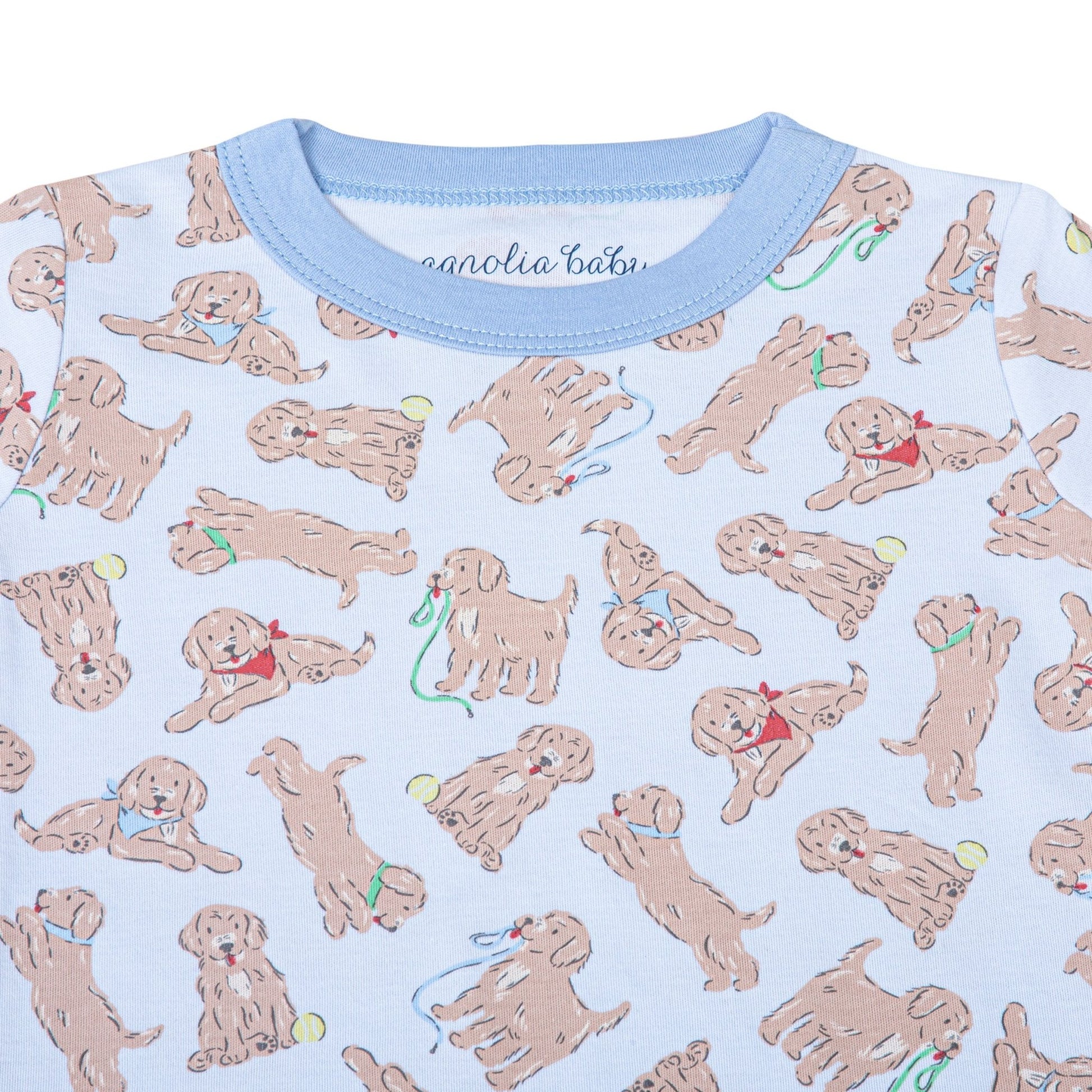 Golden Pup Short Pajamas - Light Blue - Magnolia BabyShort Pajamas