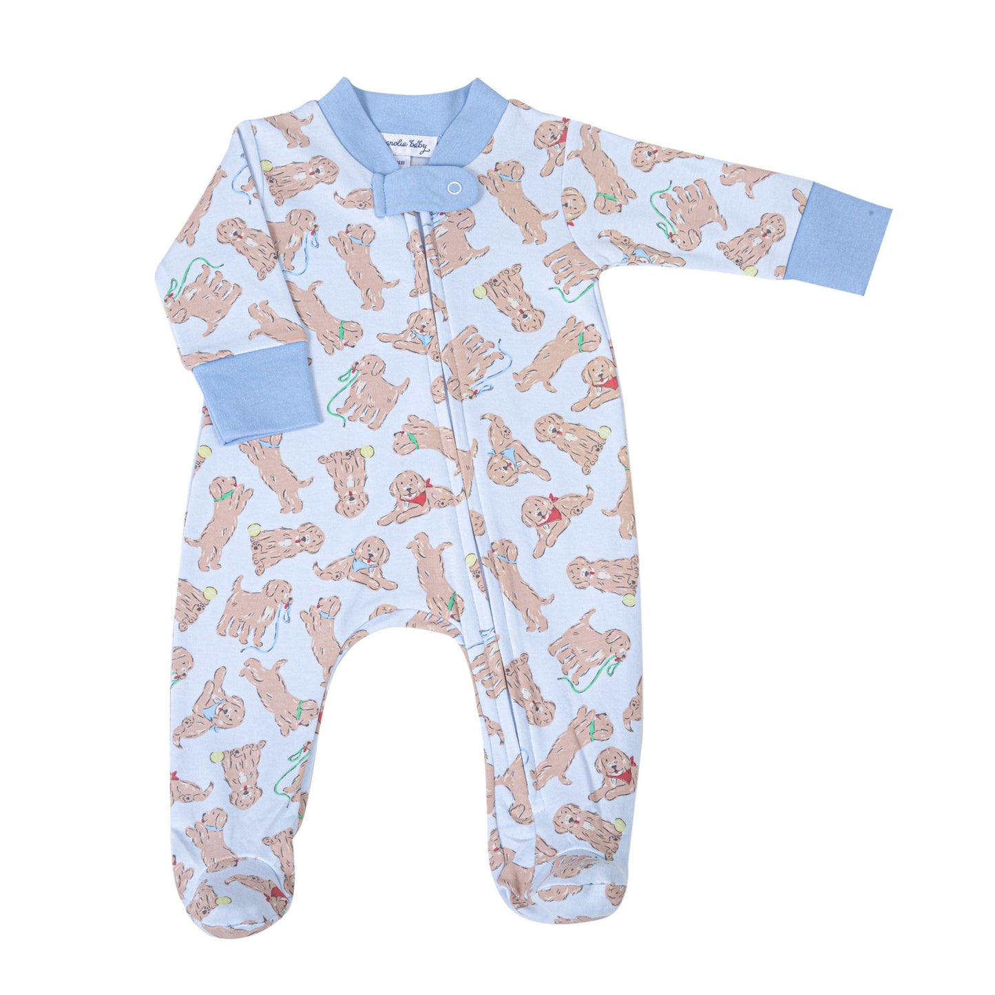 Golden Pup Zip Footie - Light Blue - Magnolia BabyFootie