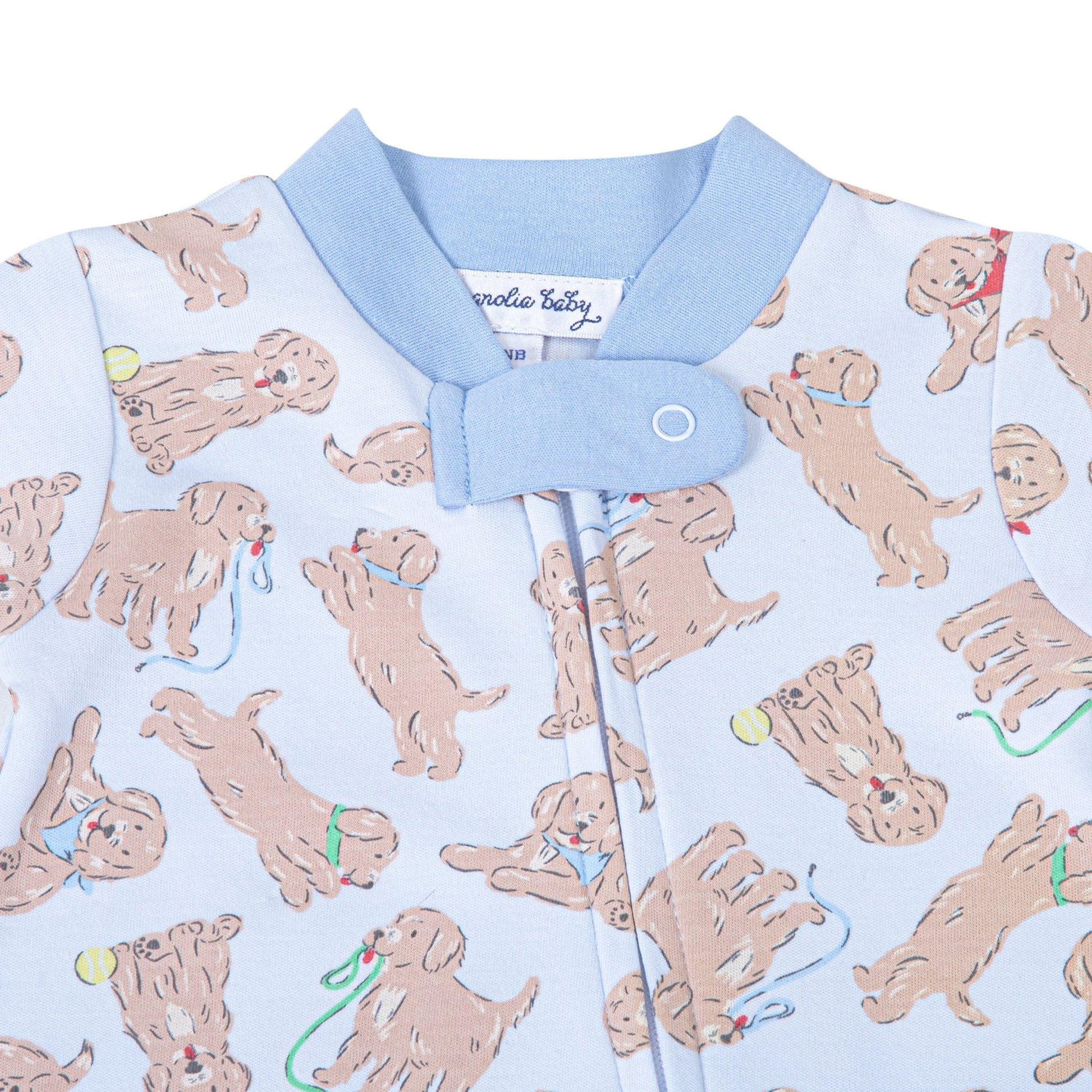 Golden Pup Zip Footie - Light Blue - Magnolia BabyFootie