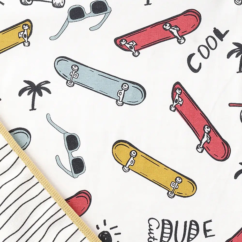 Good Vibes Skateboard Bamboo Shorts Set - Magnolia BabyShort Set