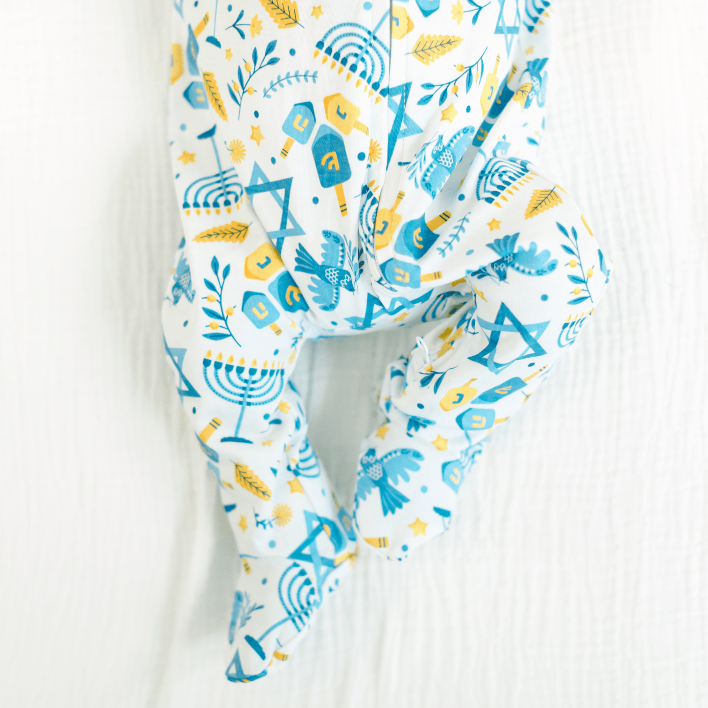 Hanukkah Nights Zip Footie - Magnolia BabyFootie