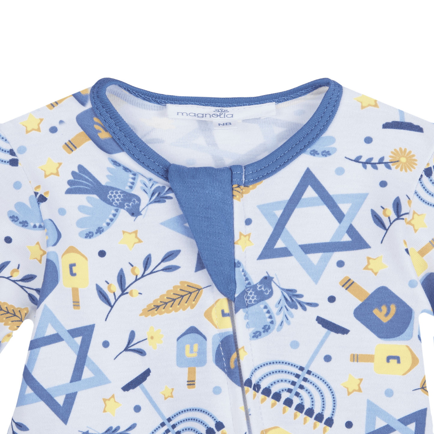 Hanukkah Nights Zip Footie - Magnolia BabyFootie