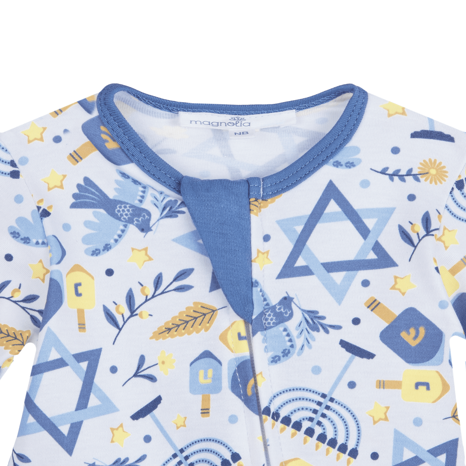 Hanukkah Nights Zip Footie - Magnolia BabyFootie