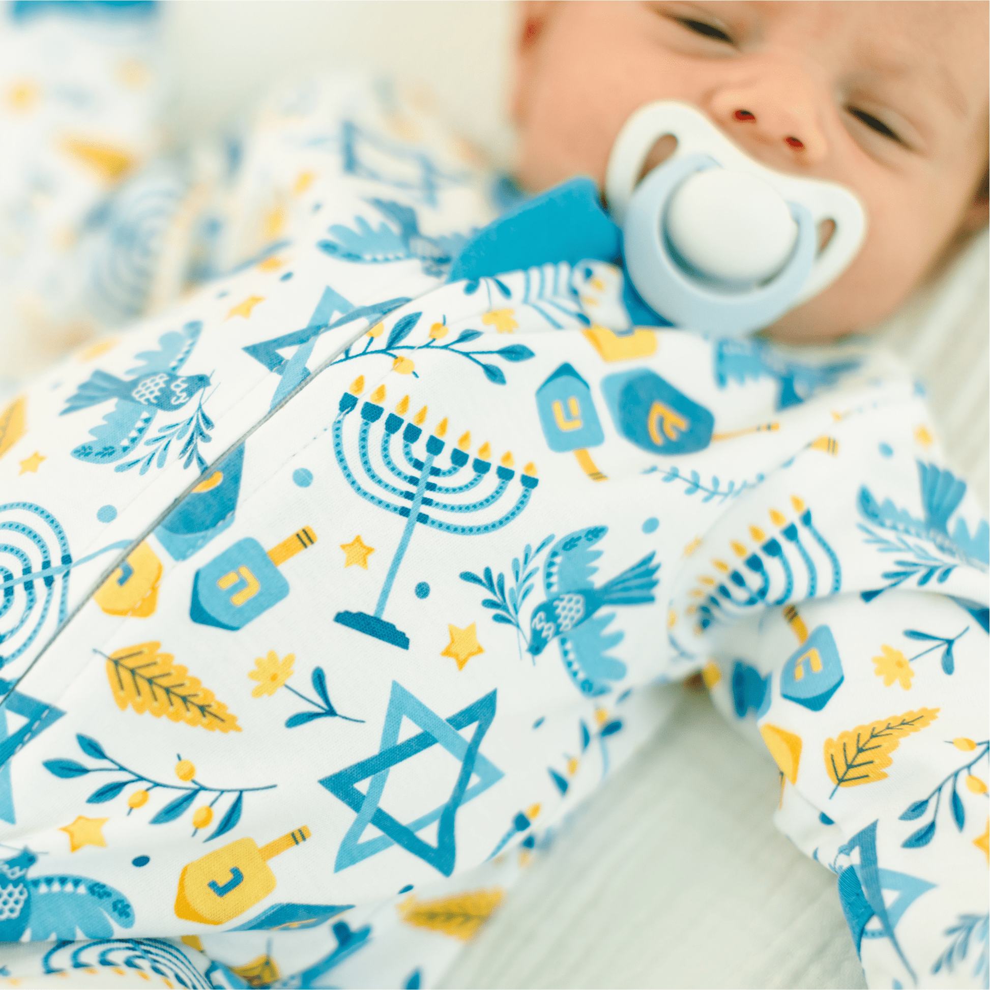Hanukkah Nights Zip Footie - Magnolia BabyFootie