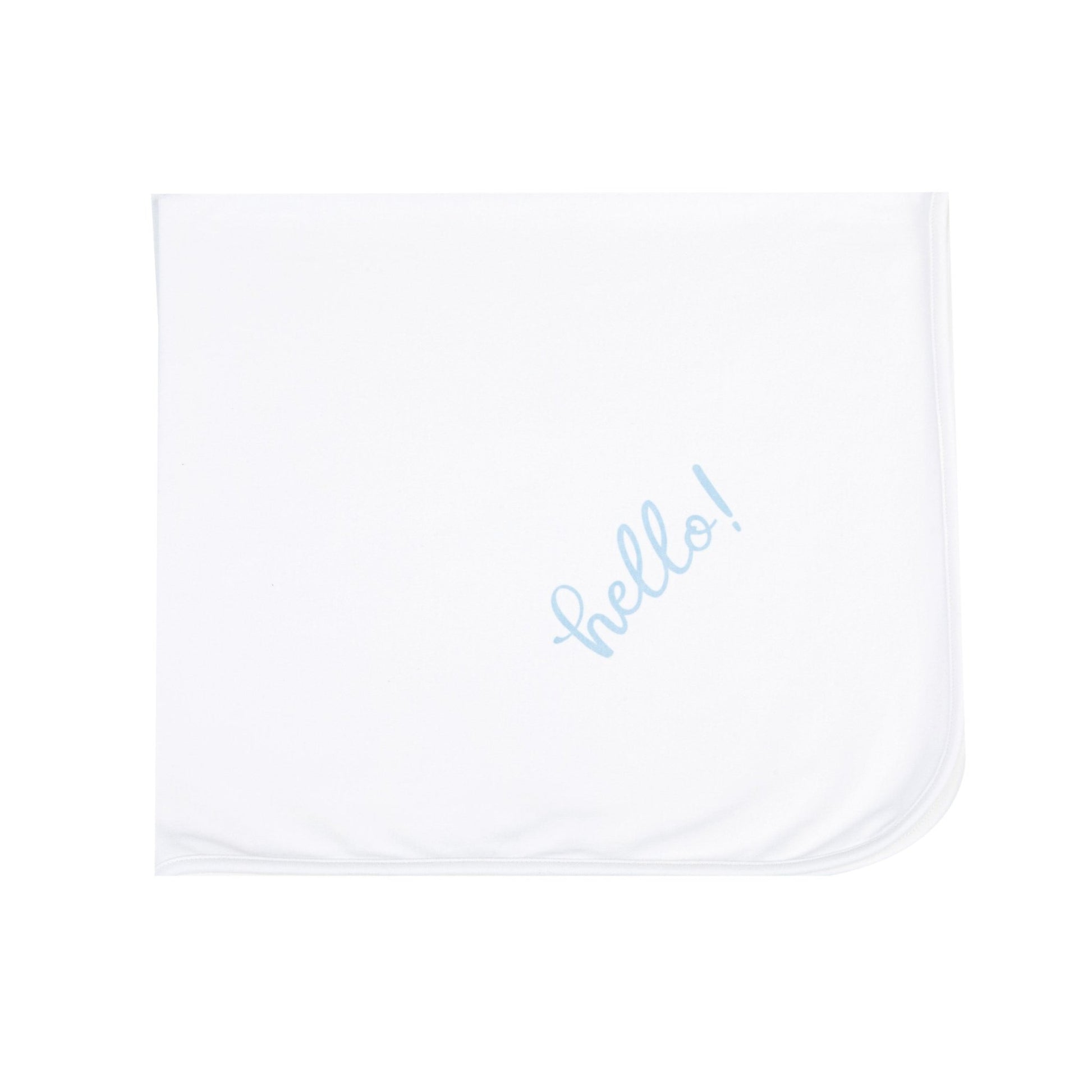 Hello! Receiving Blanket - Blue - Magnolia BabyReceiving Blanket