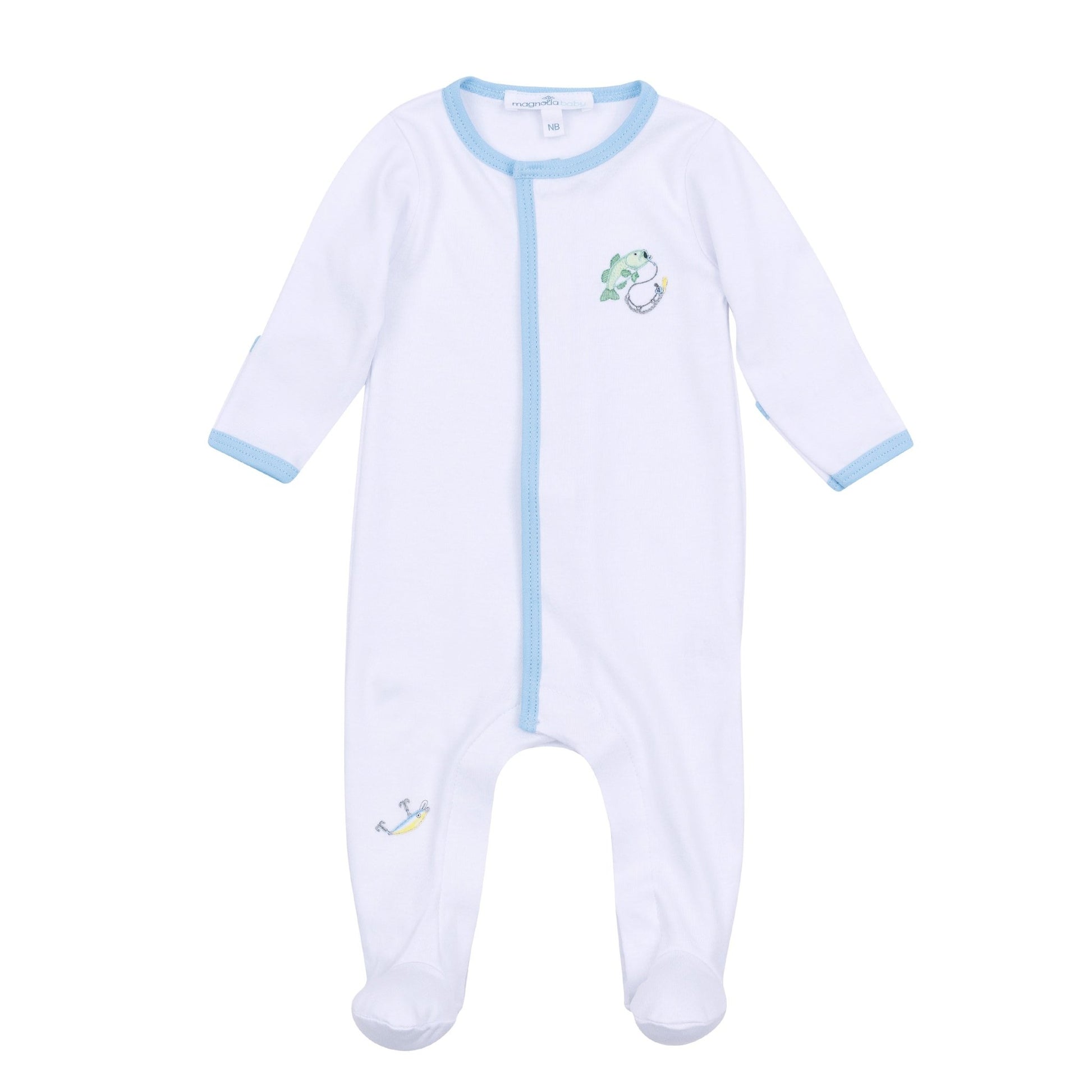 Hook, Line and Sinker Embroidered Footie - Magnolia BabyFootie