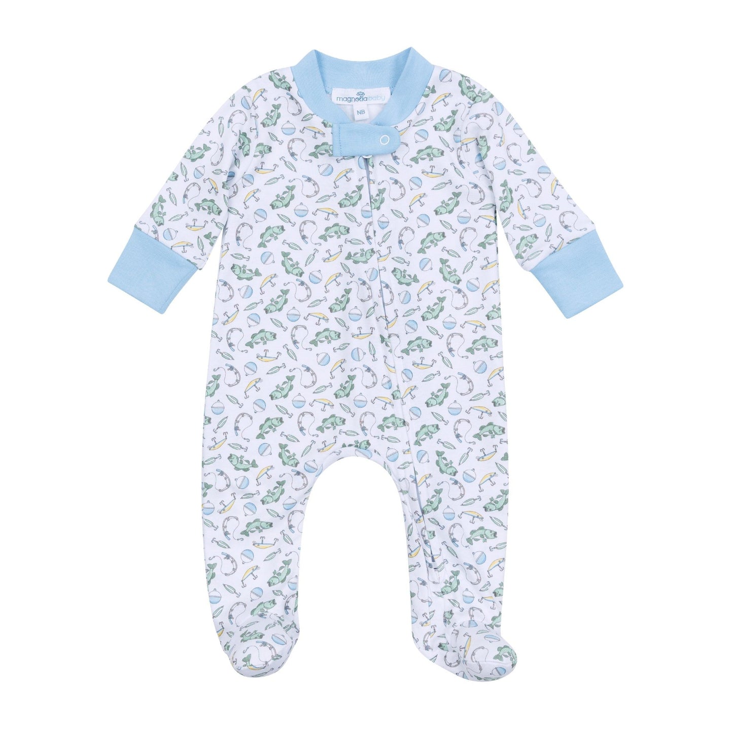 Hook, Line and Sinker Print Zip Footie - Magnolia BabyFootie
