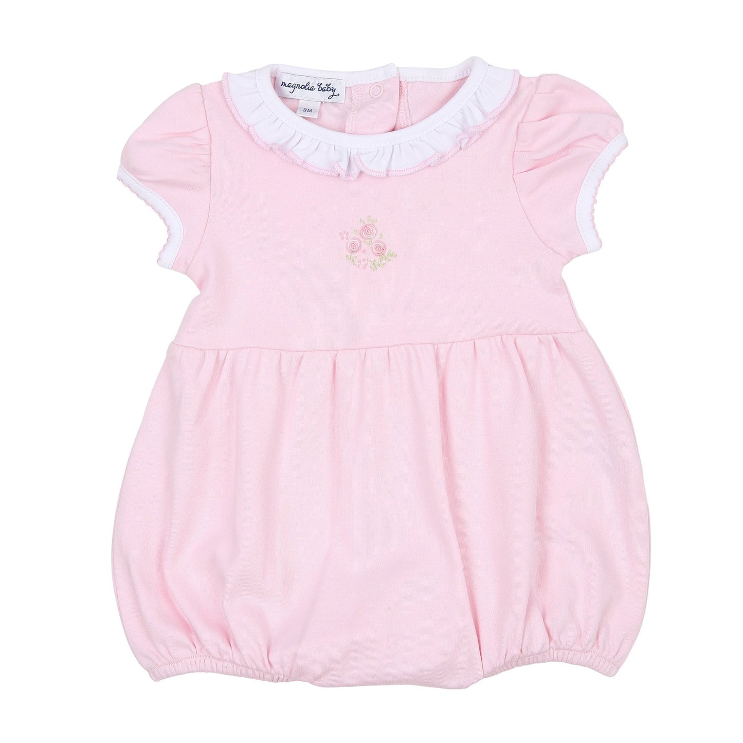 Hope's Rose Embroidered Short Sleeve Bubble - Magnolia BabyBubble
