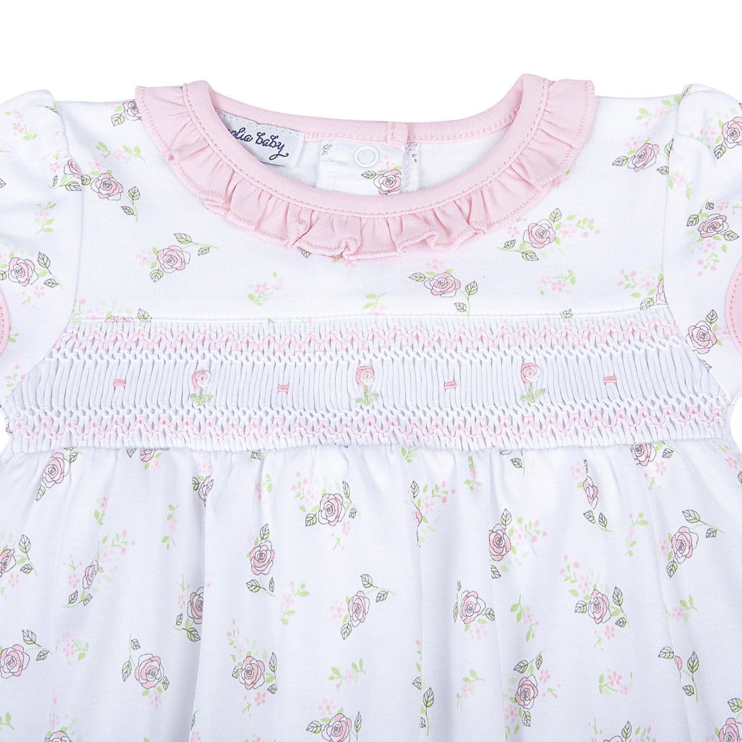 Hope's Rose Smocked Ruffle Short Sleeve Bubble - Magnolia BabyBubble