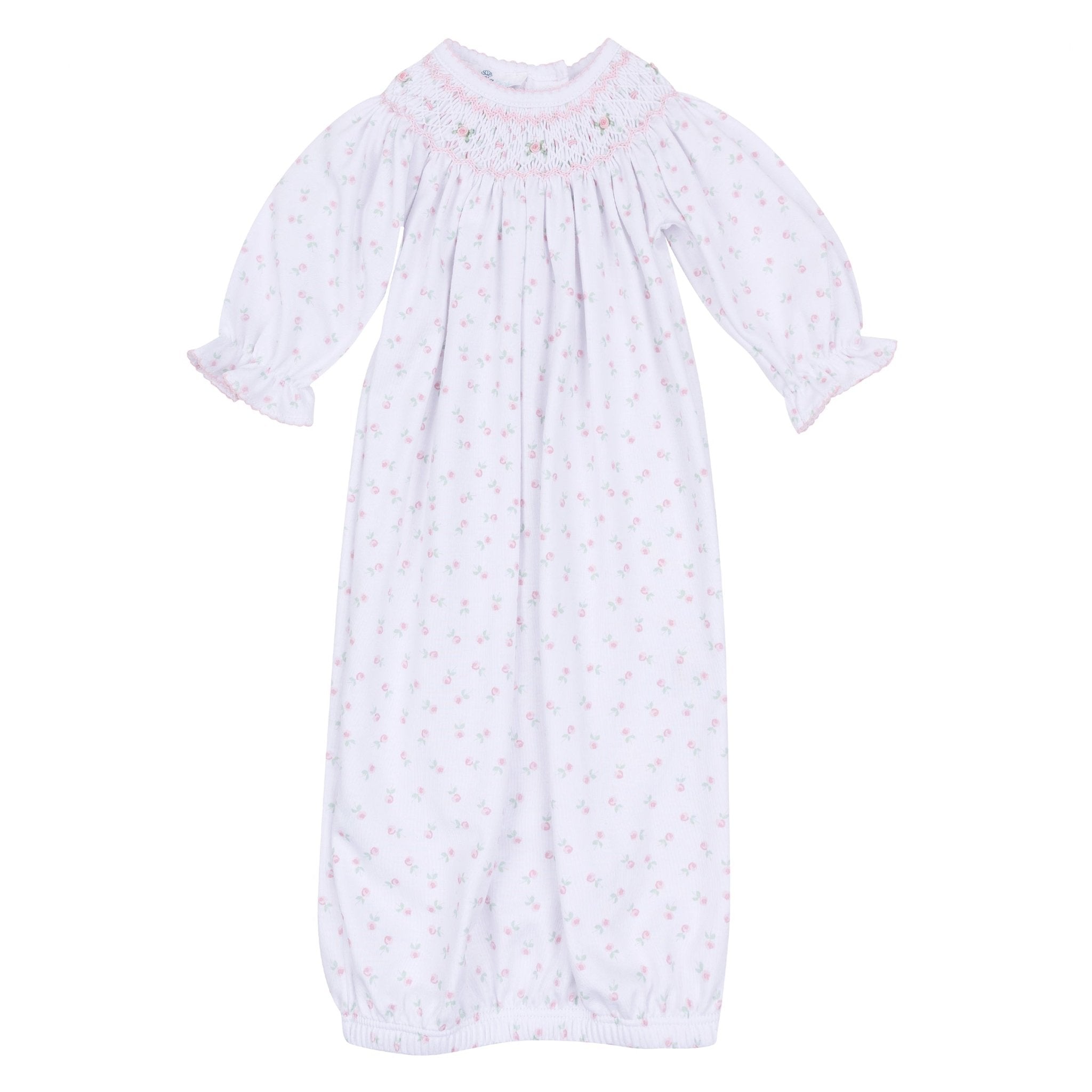 long sleeve smocked bishop dress Juliette's Classics Bishop Print Long Sleeve Gown