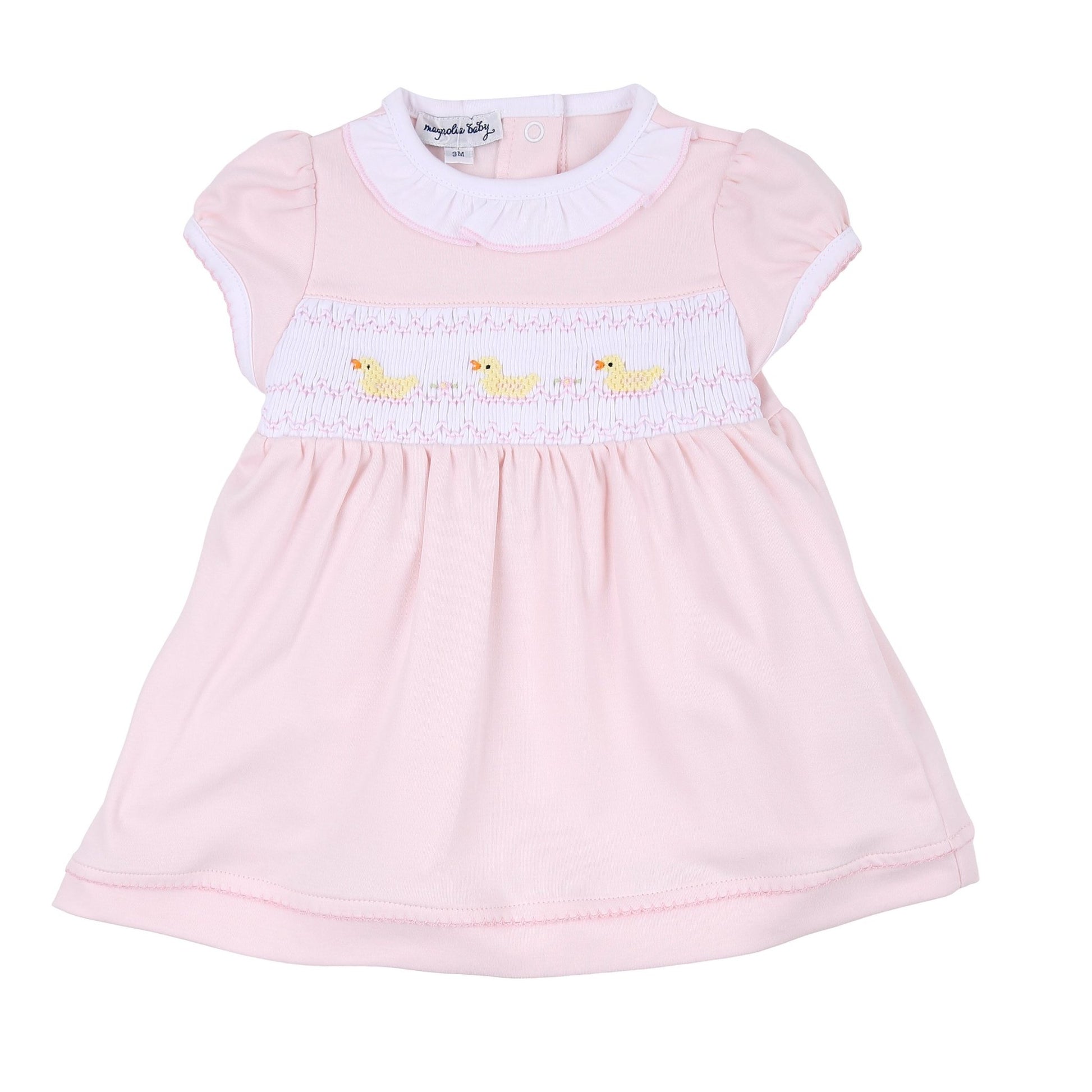 Just Ducky Classics Pink Smocked Short Sleeve Dress Set - Magnolia BabyDress