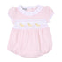 Just Ducky Classics Pink Smocked Short Sleeve Girl Bubble - Magnolia BabyBubble