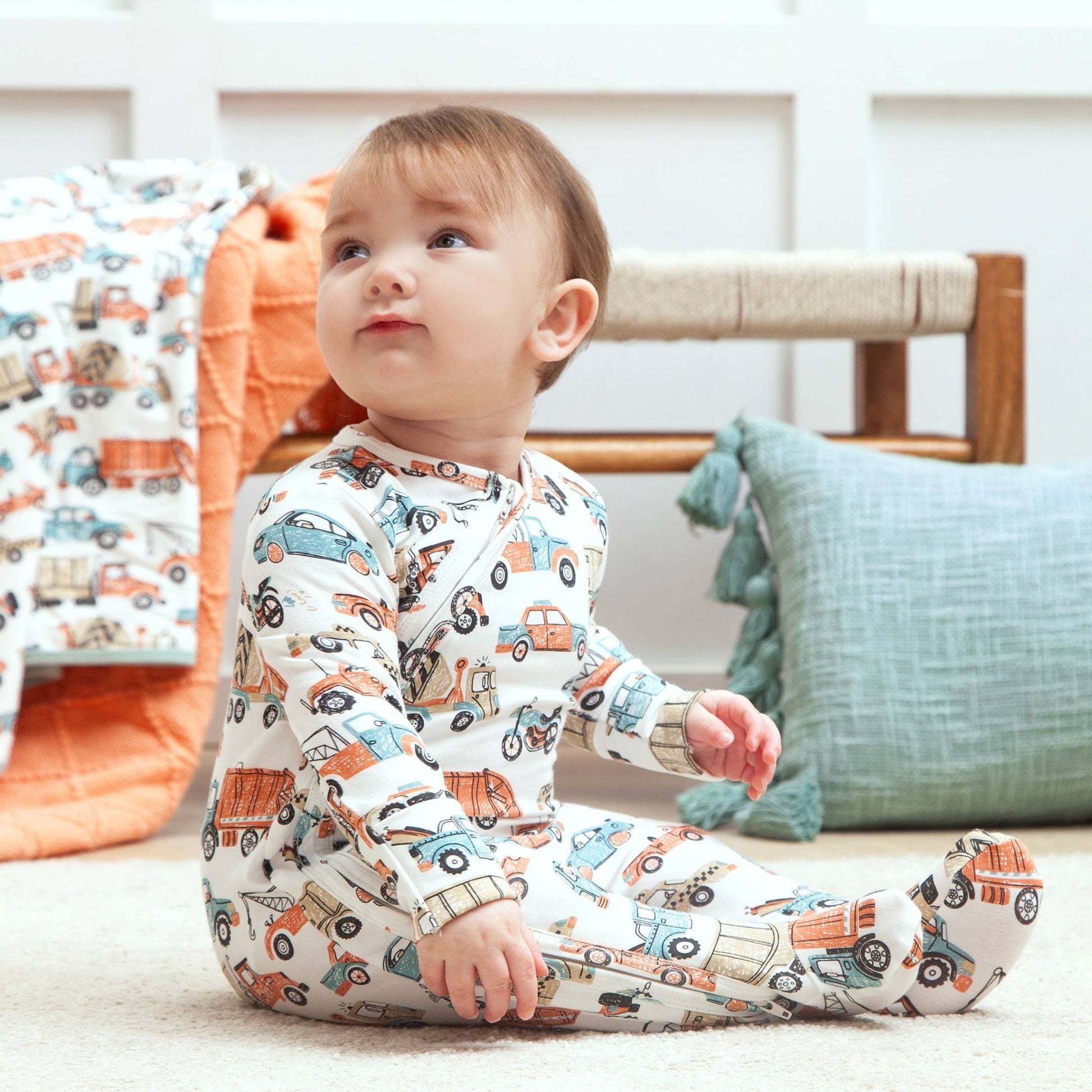 Let's Ride Bamboo Zipper Romper - Magnolia BabyFootie