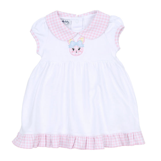 Lil' Bunny Applique Infant/Toddler Collared Dress- Pink - Magnolia BabyDress
