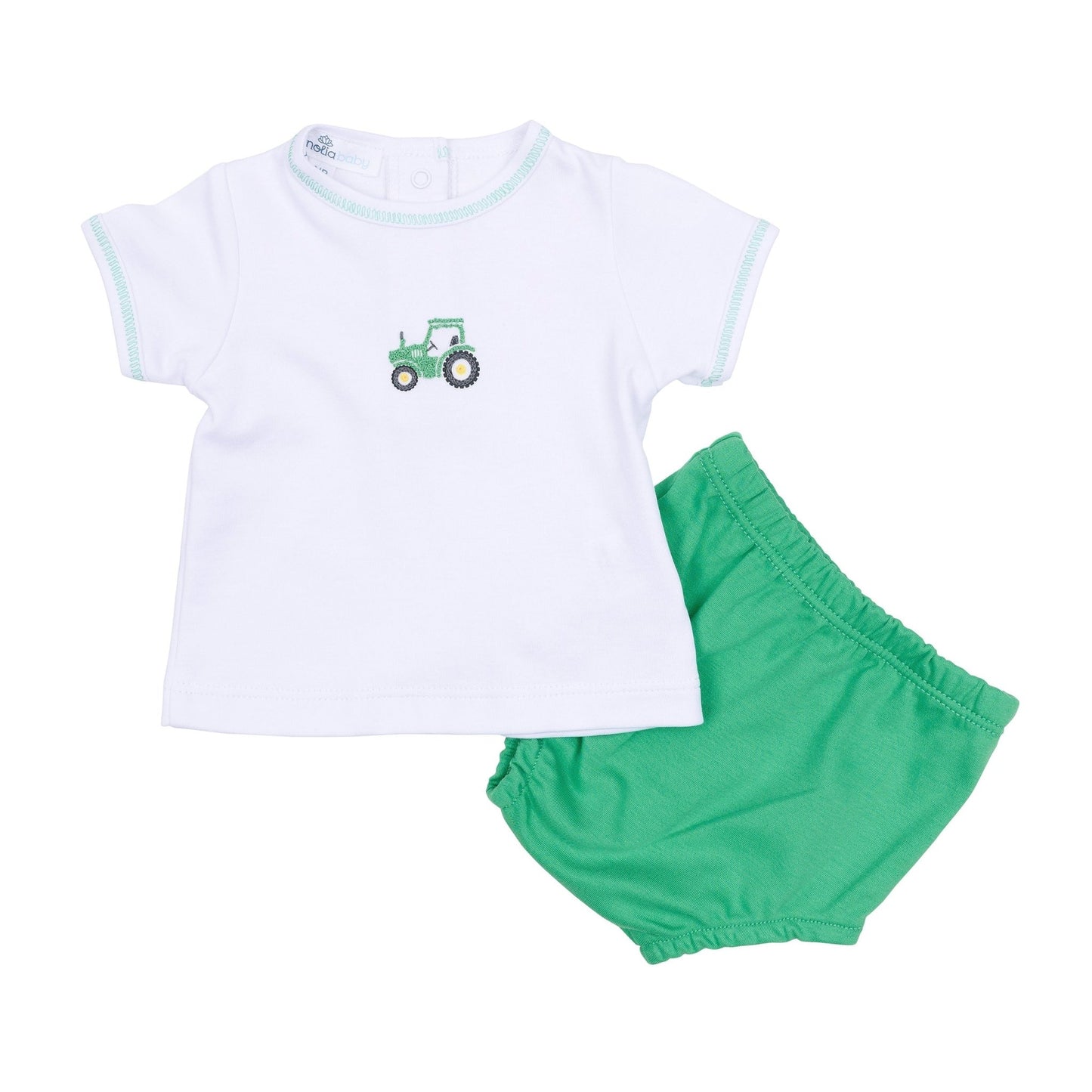 Lil' Green Tractor Embroidered Diaper Cover Set - Magnolia BabyDiaper Cover