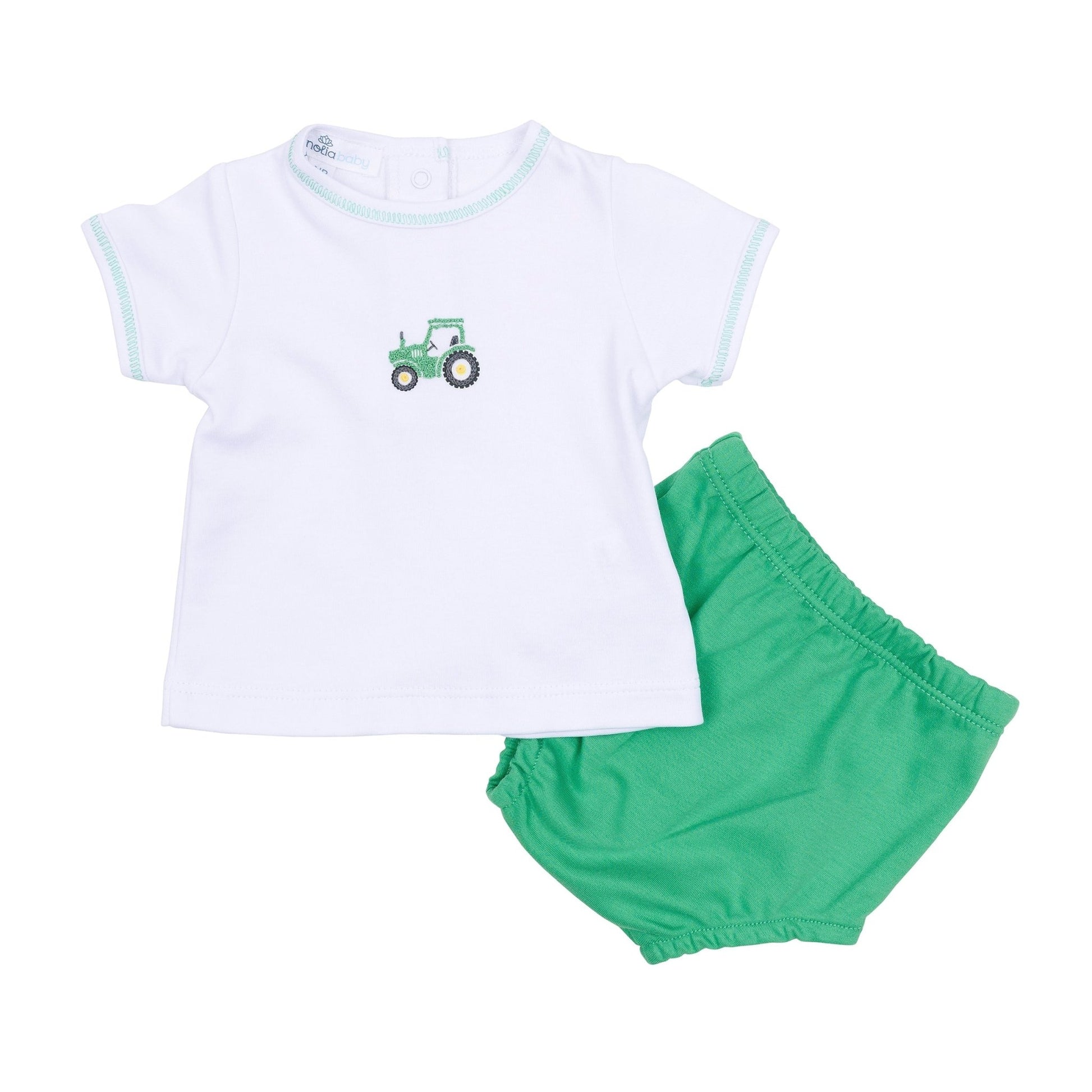 Lil' Green Tractor Embroidered Diaper Cover Set - Magnolia BabyDiaper Cover