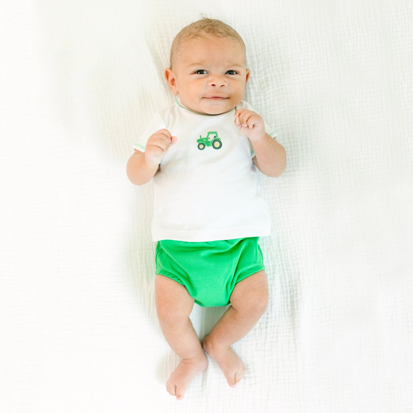 Lil' Green Tractor Embroidered Diaper Cover Set - Magnolia BabyDiaper Cover