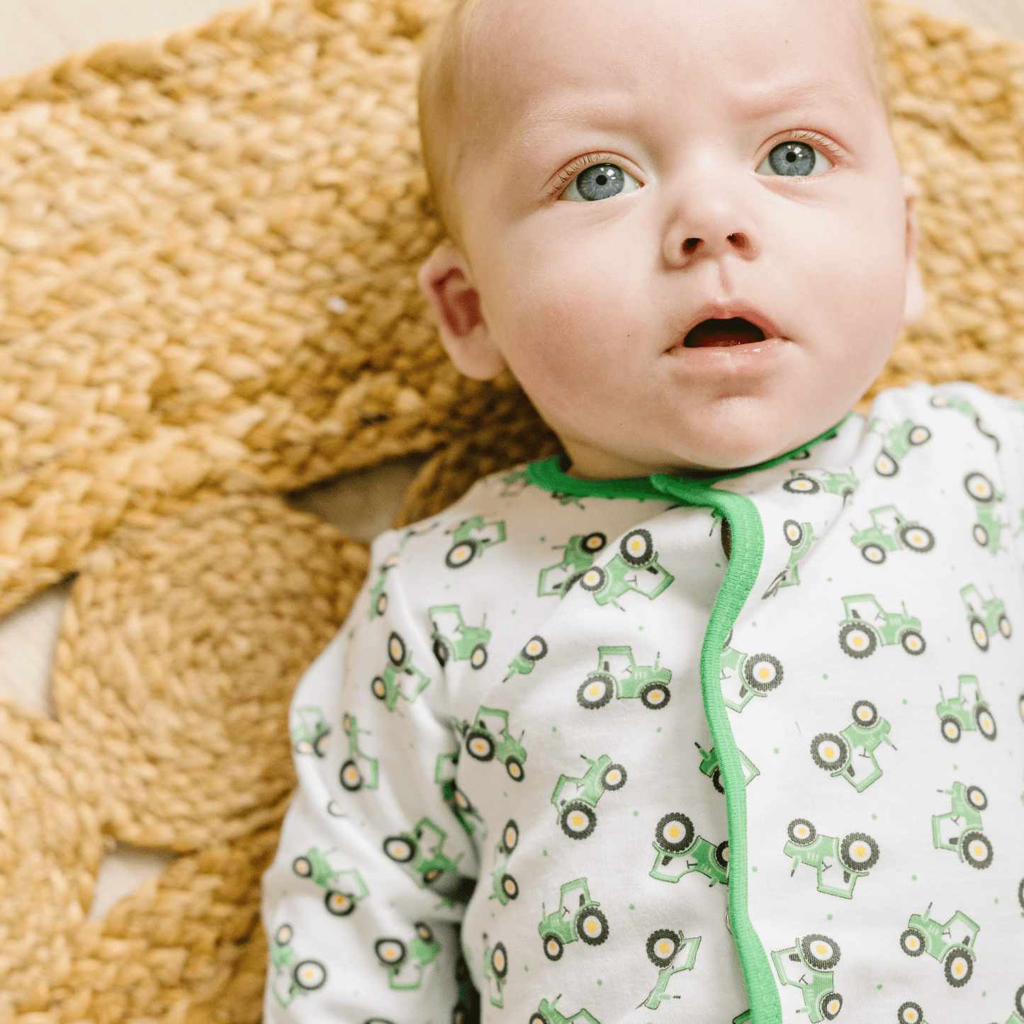 Lil' Green Tractor Print Footie - Magnolia BabyFootie