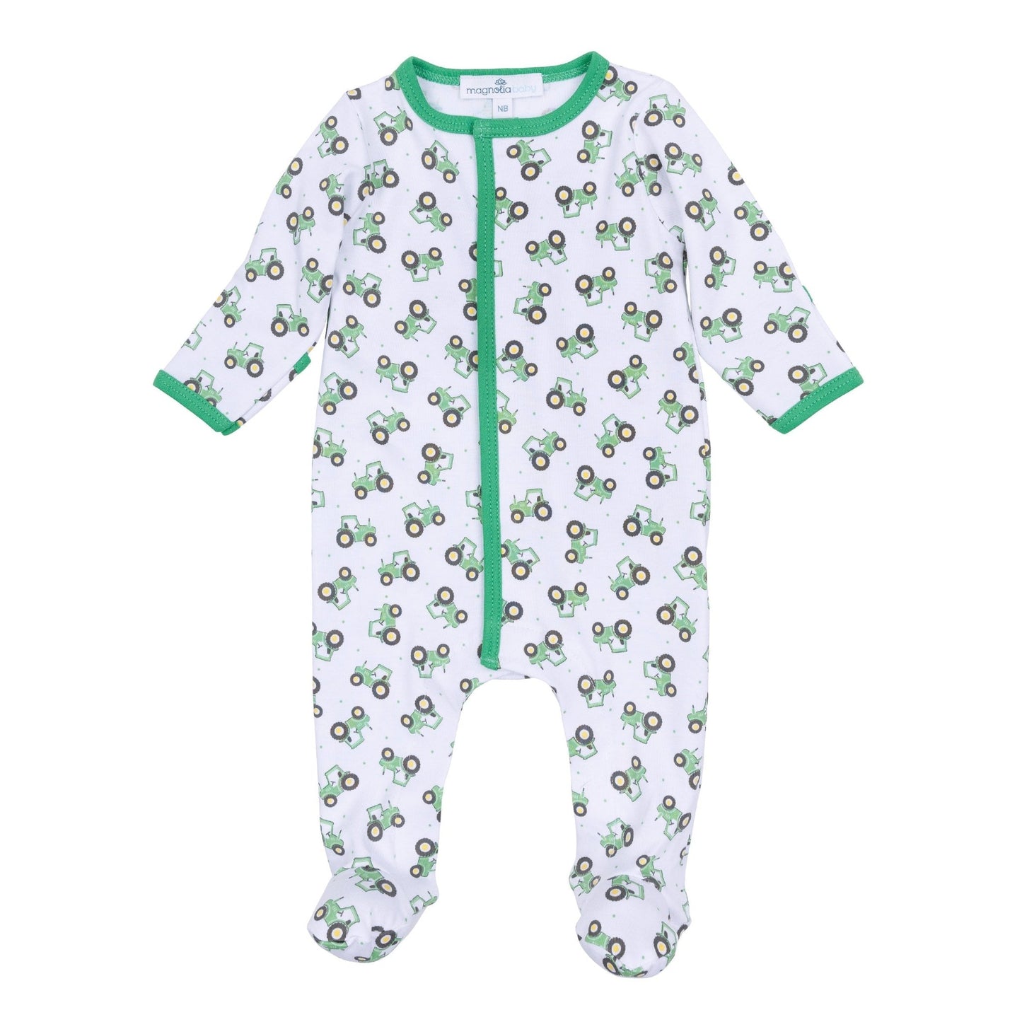 Lil' Green Tractor Print Footie - Magnolia BabyFootie