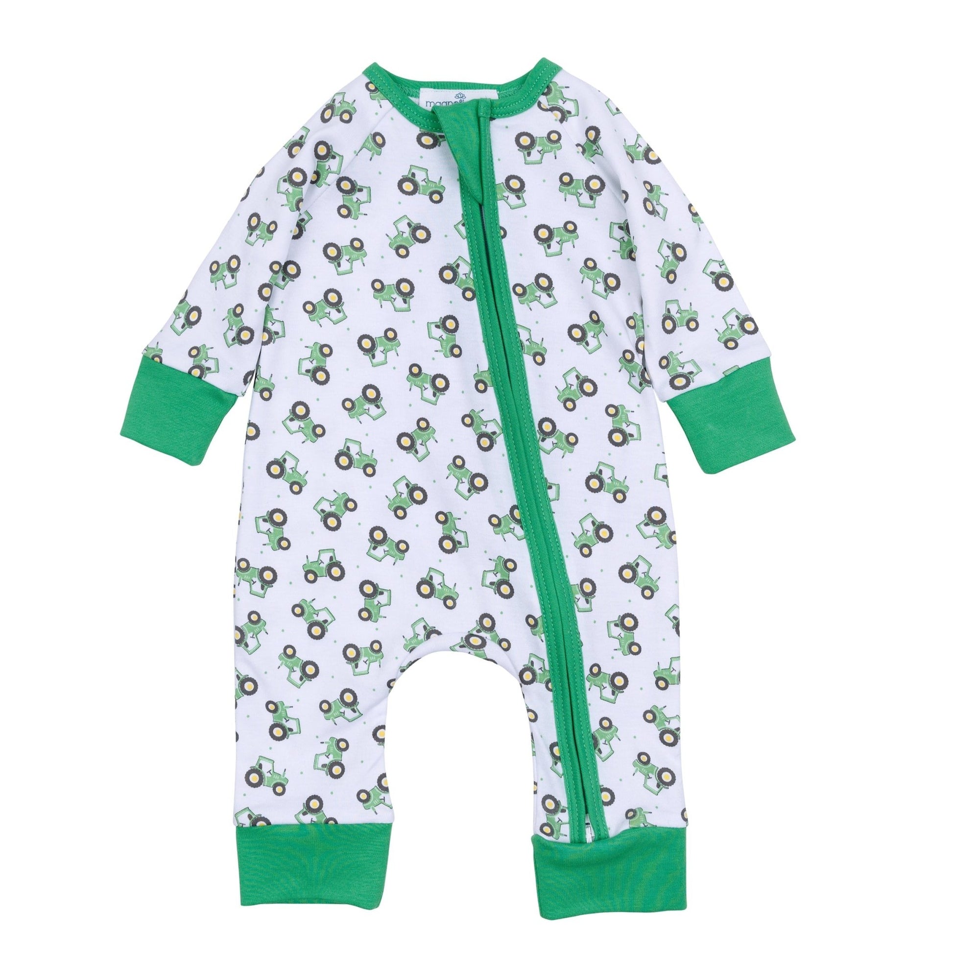 Lil' Green Tractor Print Zip Playsuit - Magnolia BabyPlaysuit