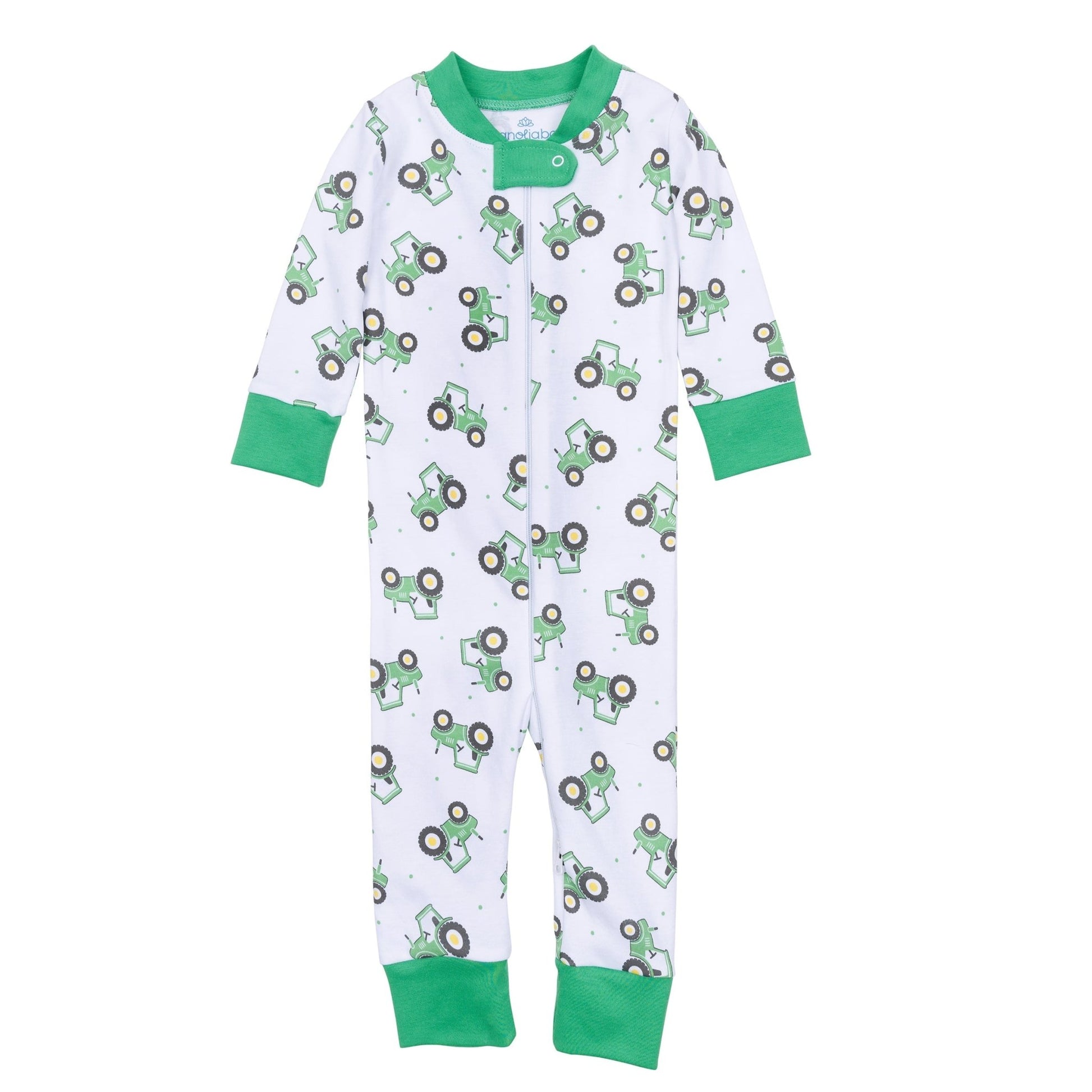 Lil' Green Tractor Zip Pajamas - Magnolia BabyZipper Pajamas