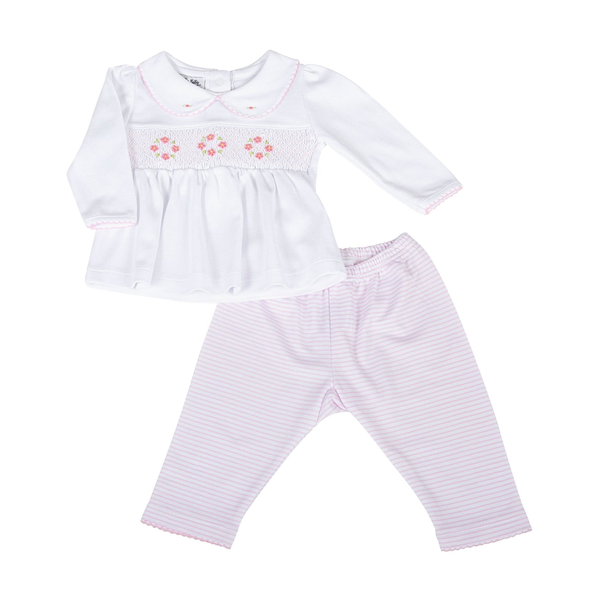 Lilly and Logan Smocked 2pc Pant Set - Pink - Magnolia Baby2pc Pant Set