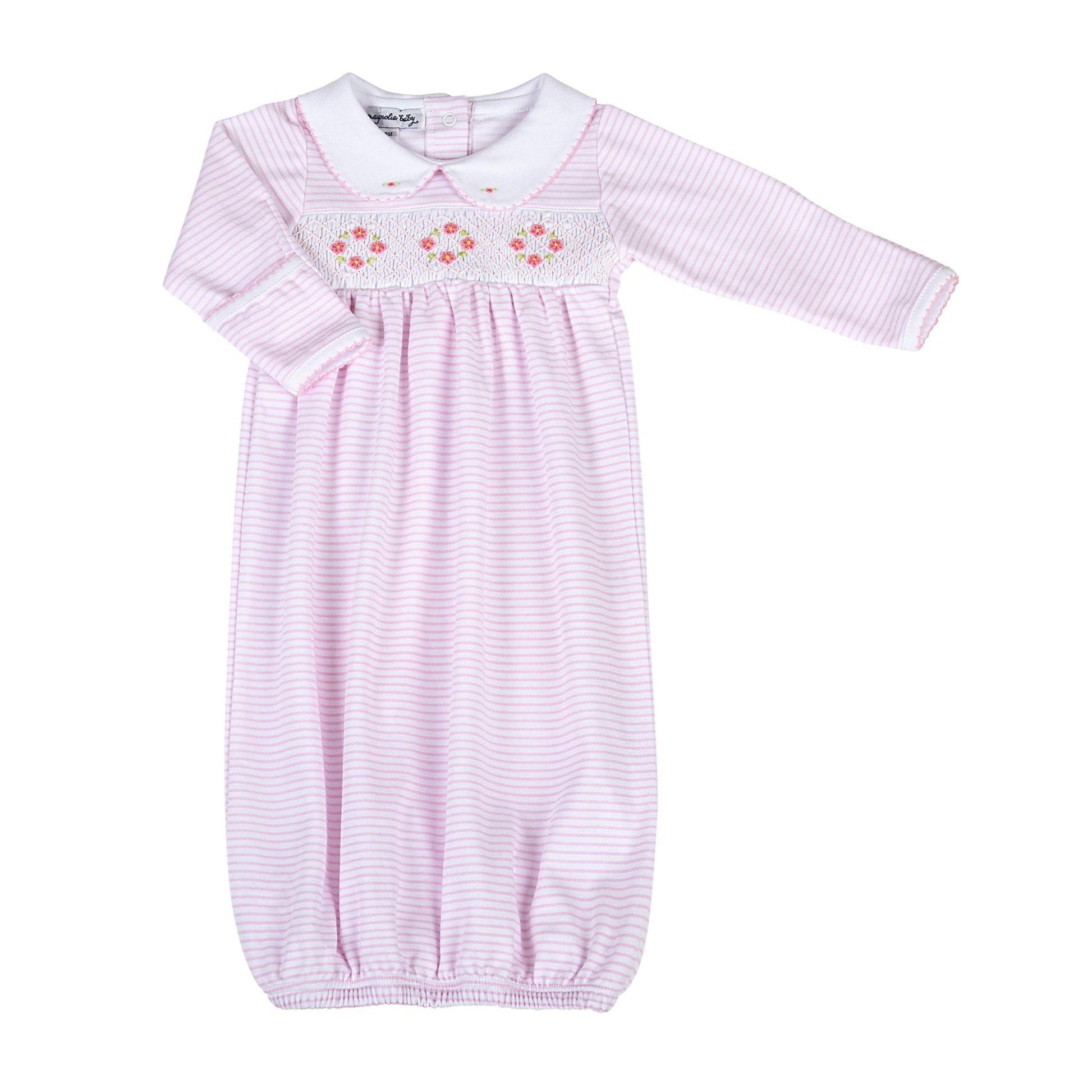 Lilly and Logan Smocked Gathered Gown - Pink - Magnolia BabyGown