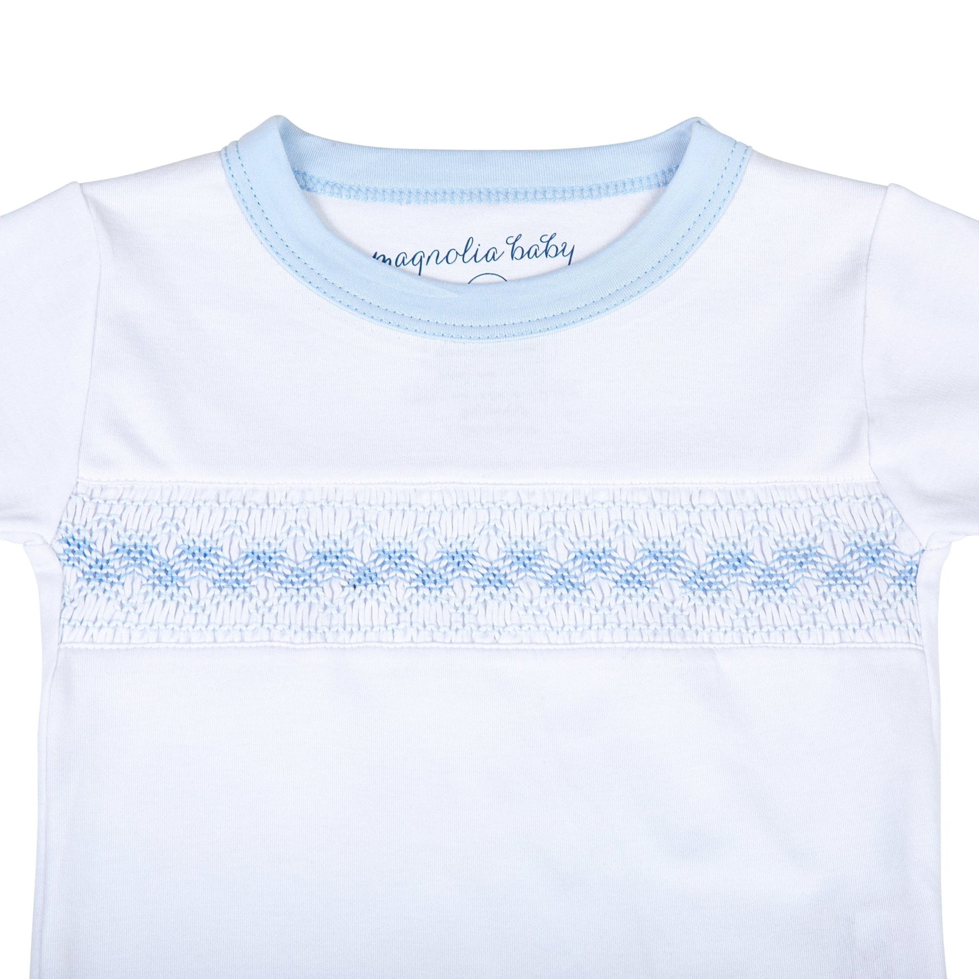 Lilly and Logan Smocked Long Pajamas - Blue - Magnolia BabyLong Pajamas