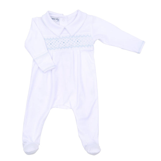 Lilly & Lucas Smocked Footie - Blue - Magnolia BabyFootie