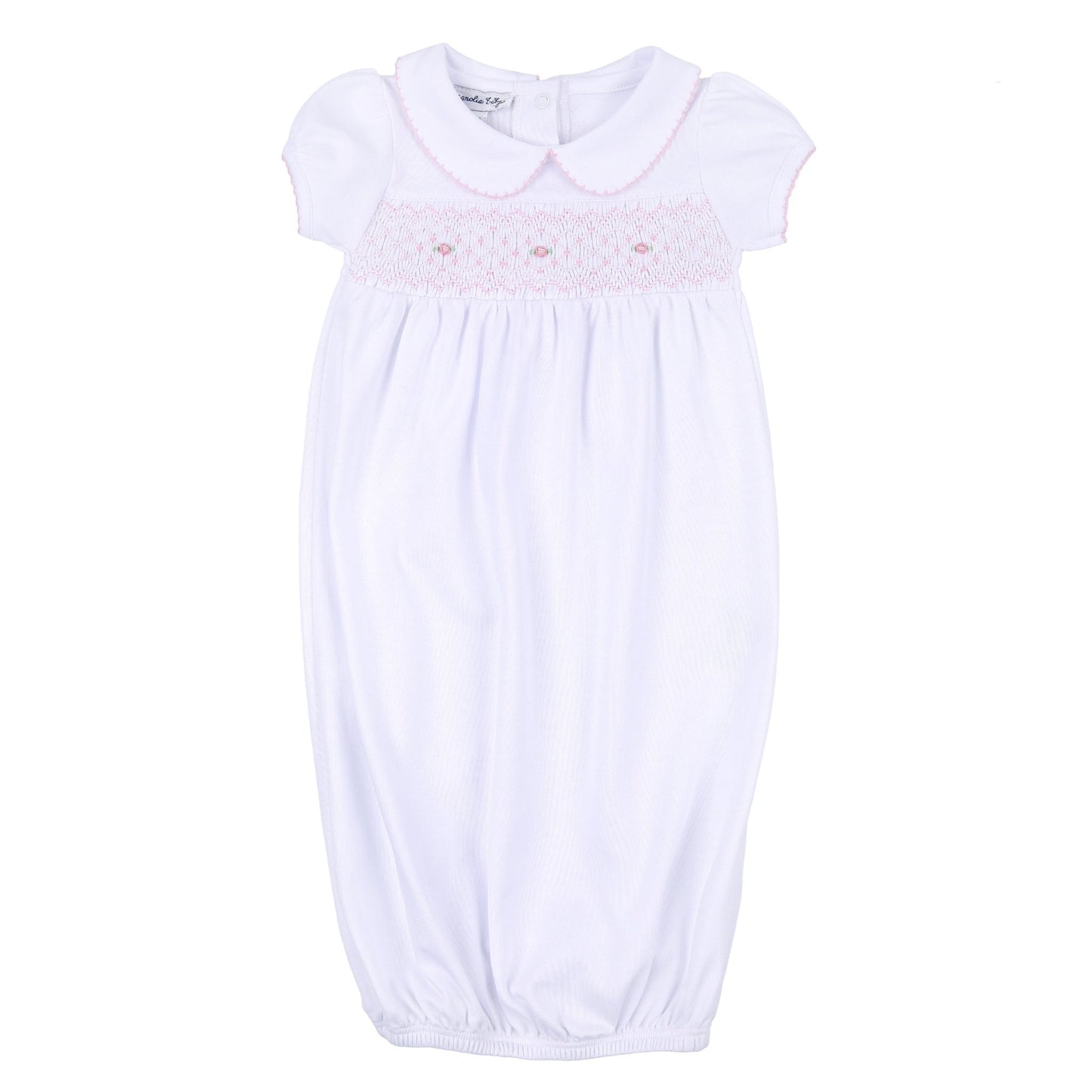 Lilly & Lucas Smocked Short Sleeve Gown - Pink - Magnolia BabyGown