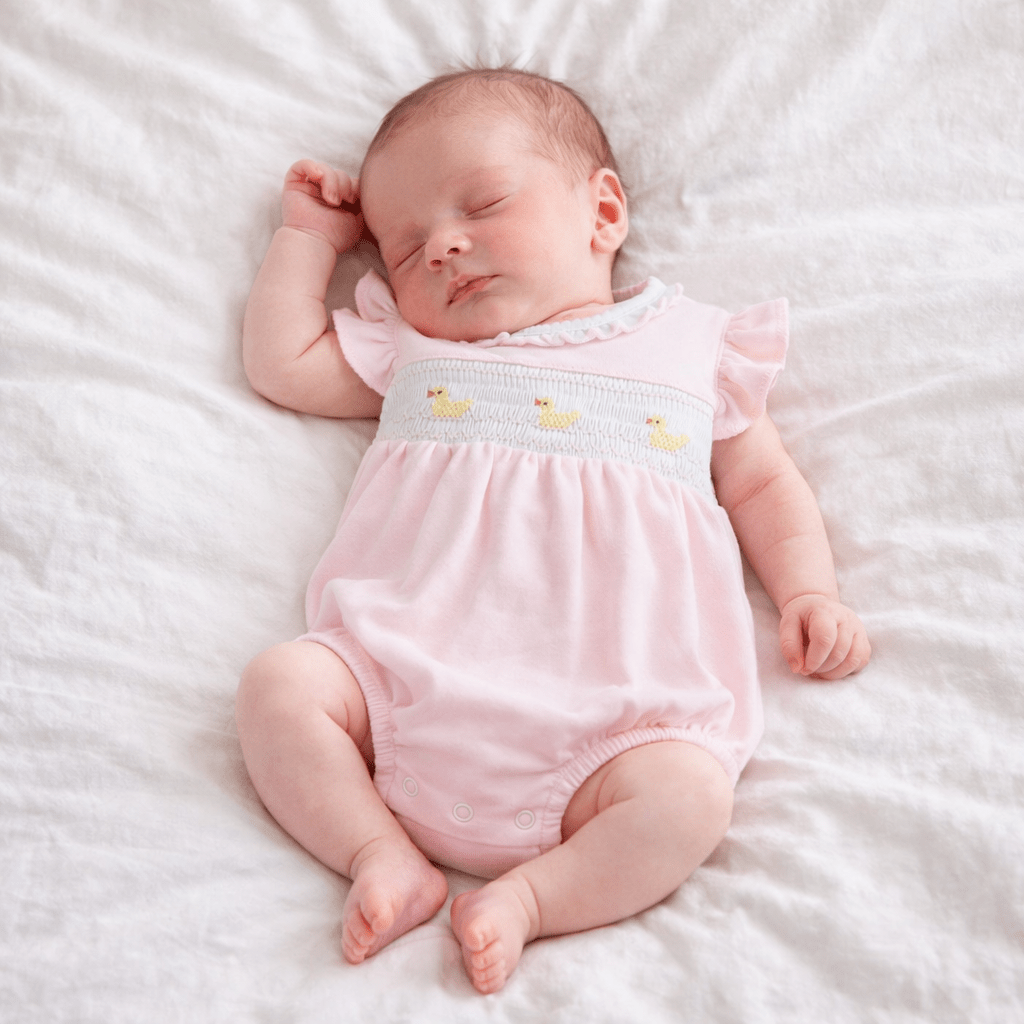 newborn smocked dress Little Ducklings Classics Smocked Bubble
