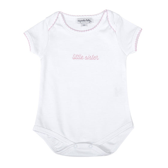 Little Sister Embroidered Short Sleeve Bodysuit - Magnolia BabyBodysuit