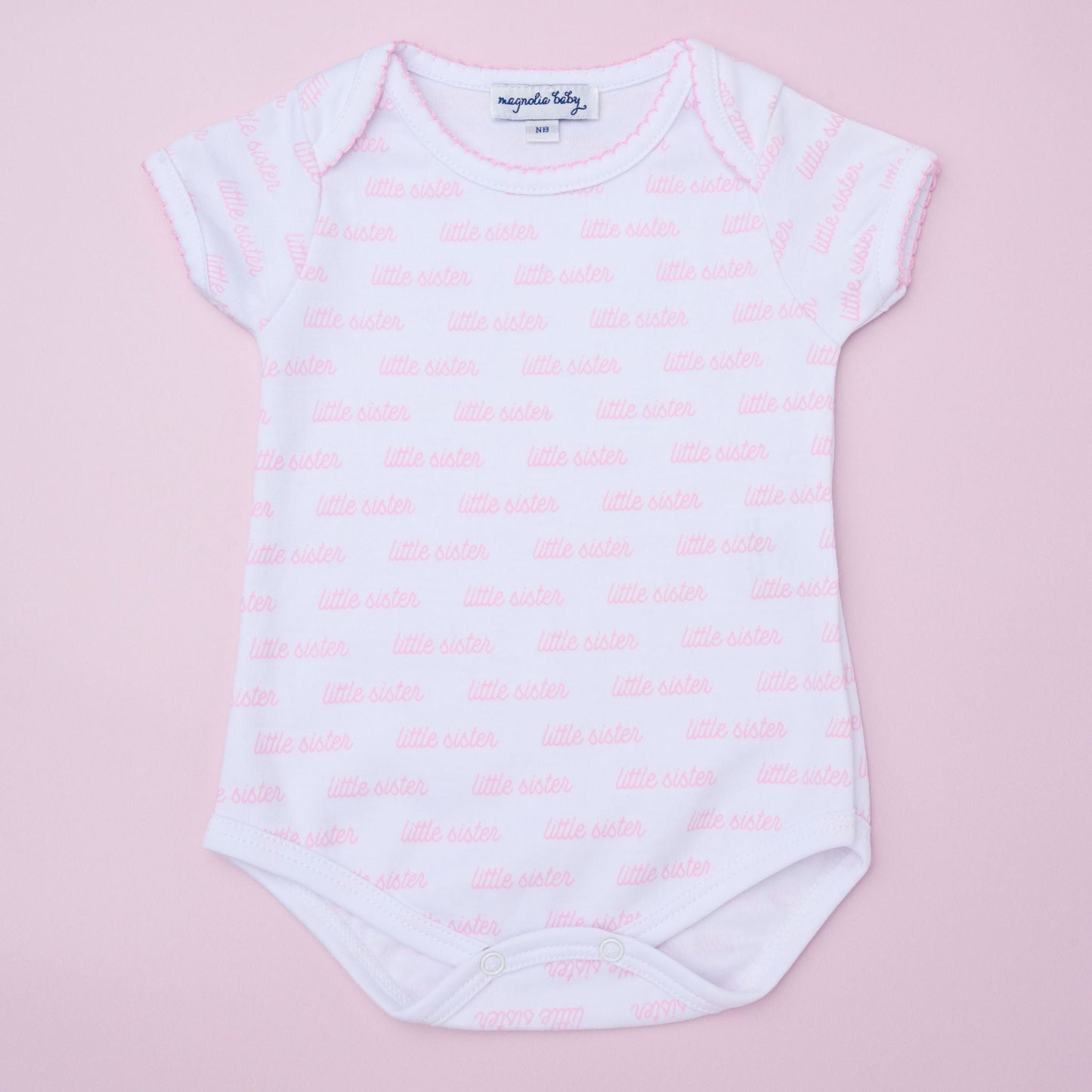 Little Sister Print Short Sleeve Bodysuit - Magnolia Baby Bodysuit