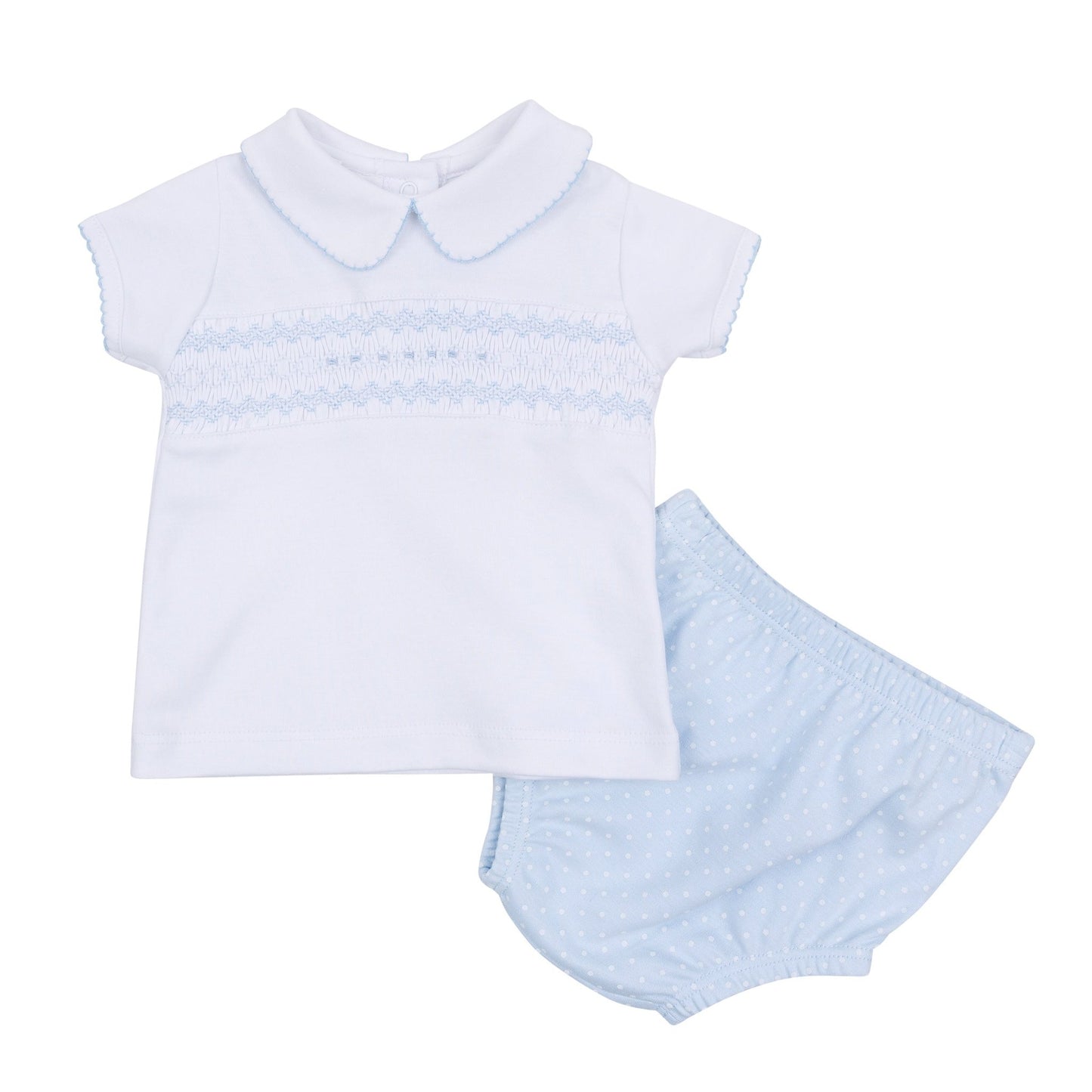 Luca's Classics Smocked Short Sleeve Diaper Cover Set - Light Blue - Magnolia BabyDiaper Cover