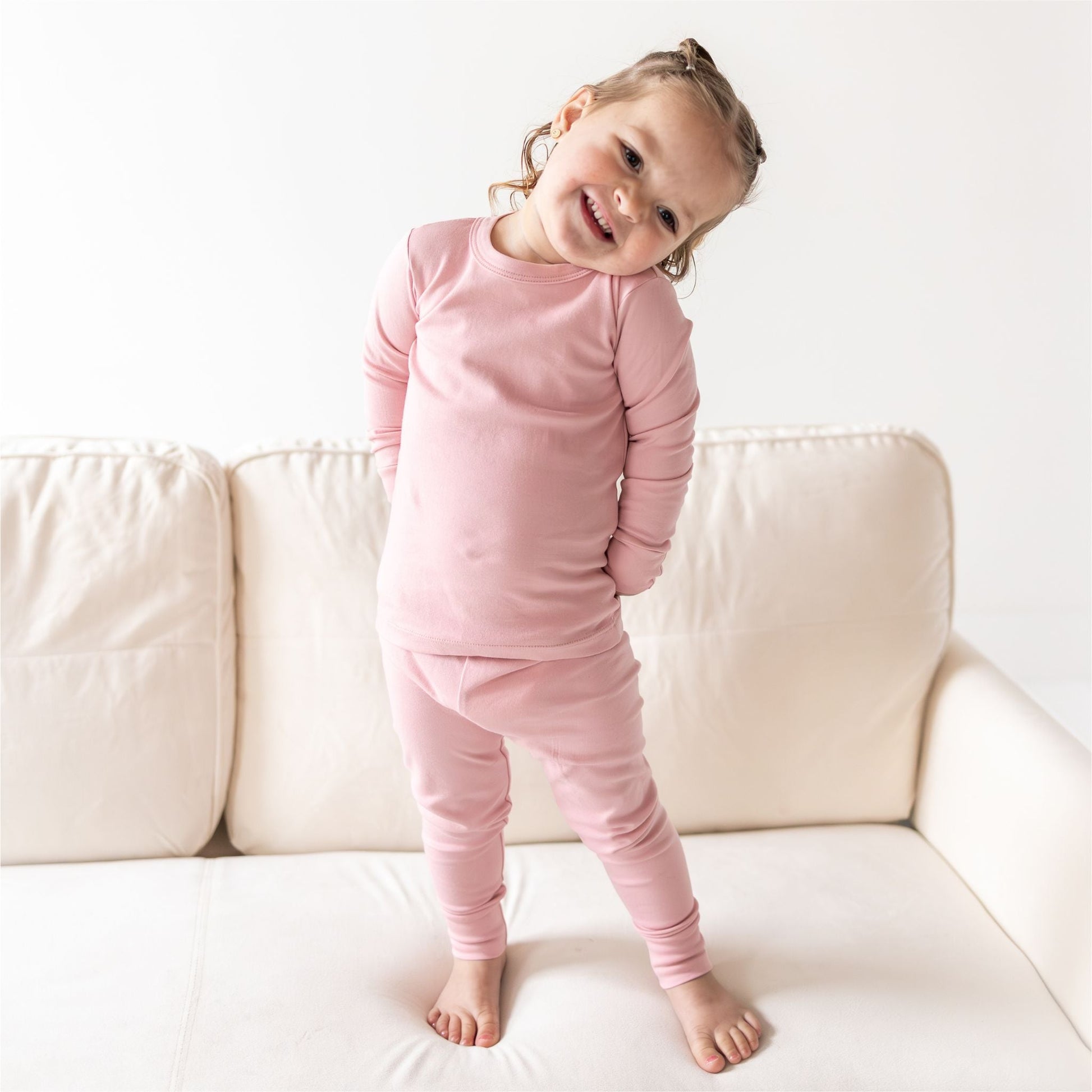 Luna & Arlo Basics Long Pajamas - Dusty Rose - Magnolia BabyLong Pajamas