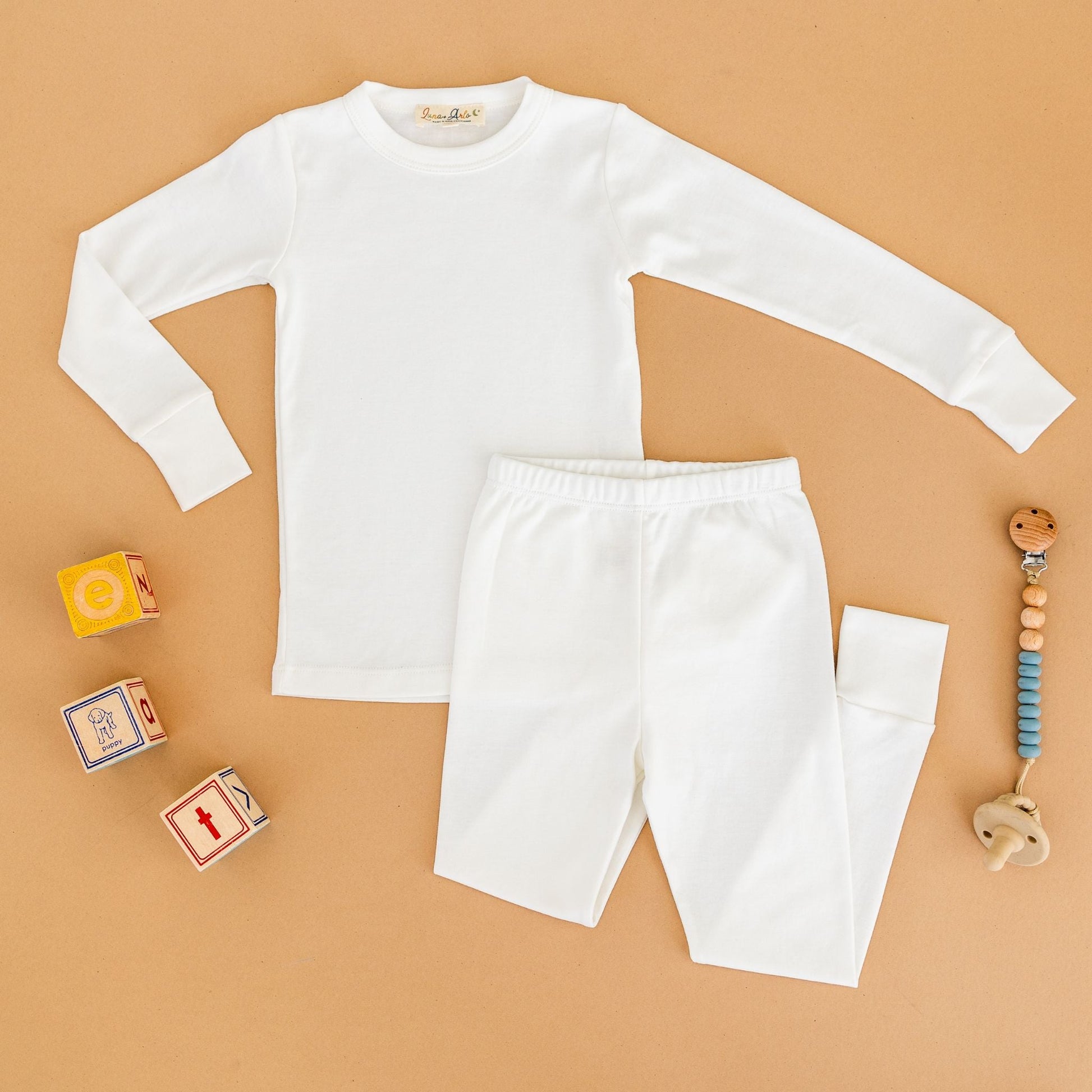 Luna & Arlo Basics Long Pajamas - Ivory - Magnolia BabyLong Pajamas