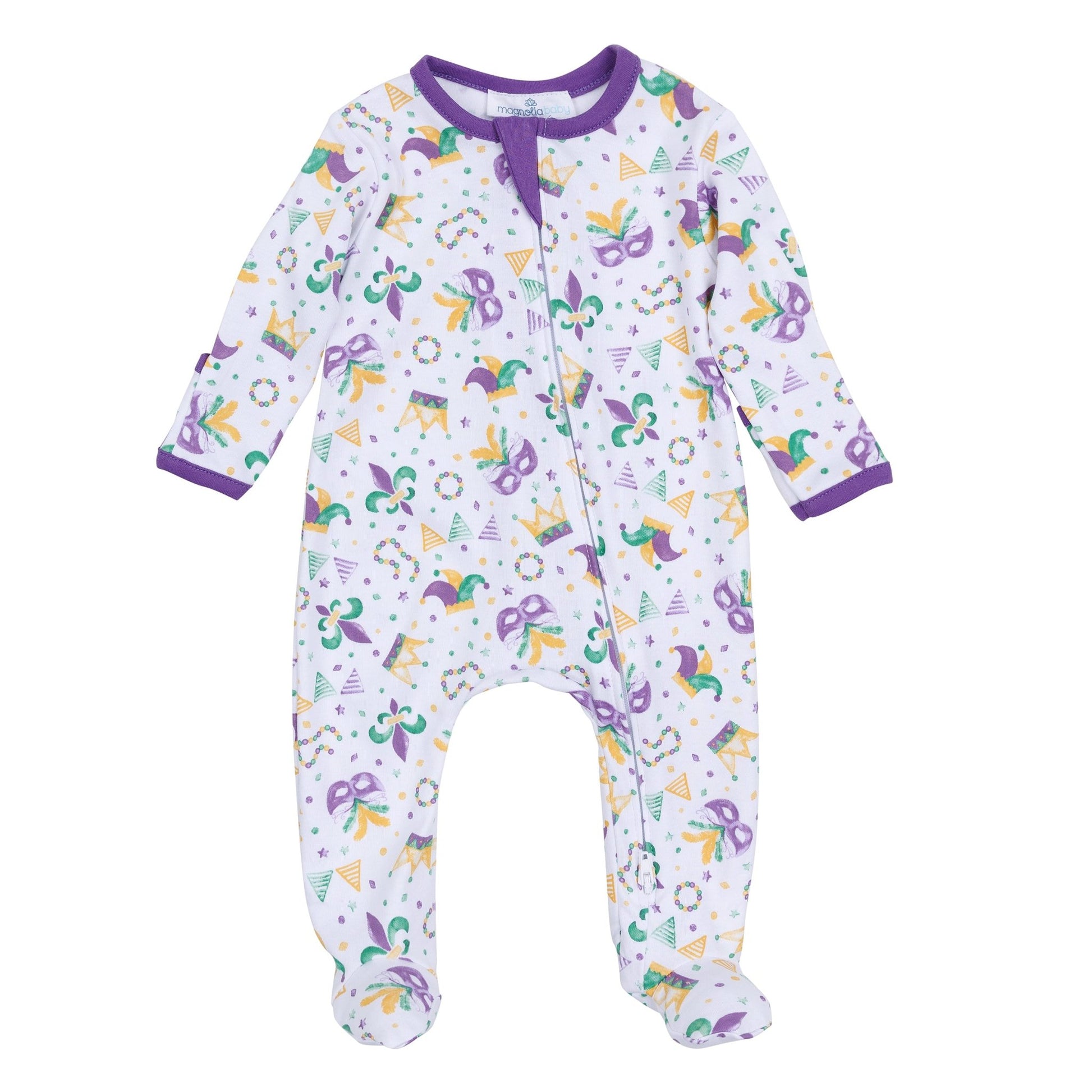 Mardi Gras Munchkins Zip Footie - Magnolia BabyFootie