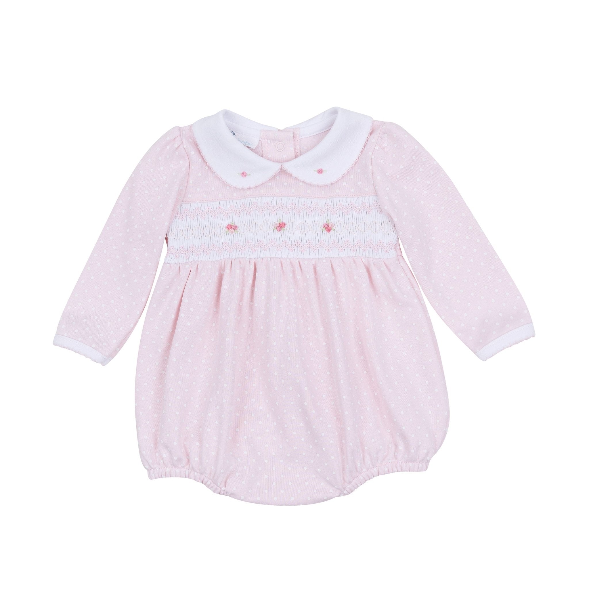 pink long sleeve smock dress Mia's Classics Smocked Long Sleeve Bubble